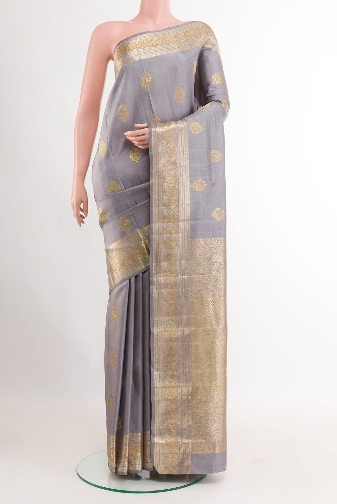 Grey Kanchipuram Silk Saree