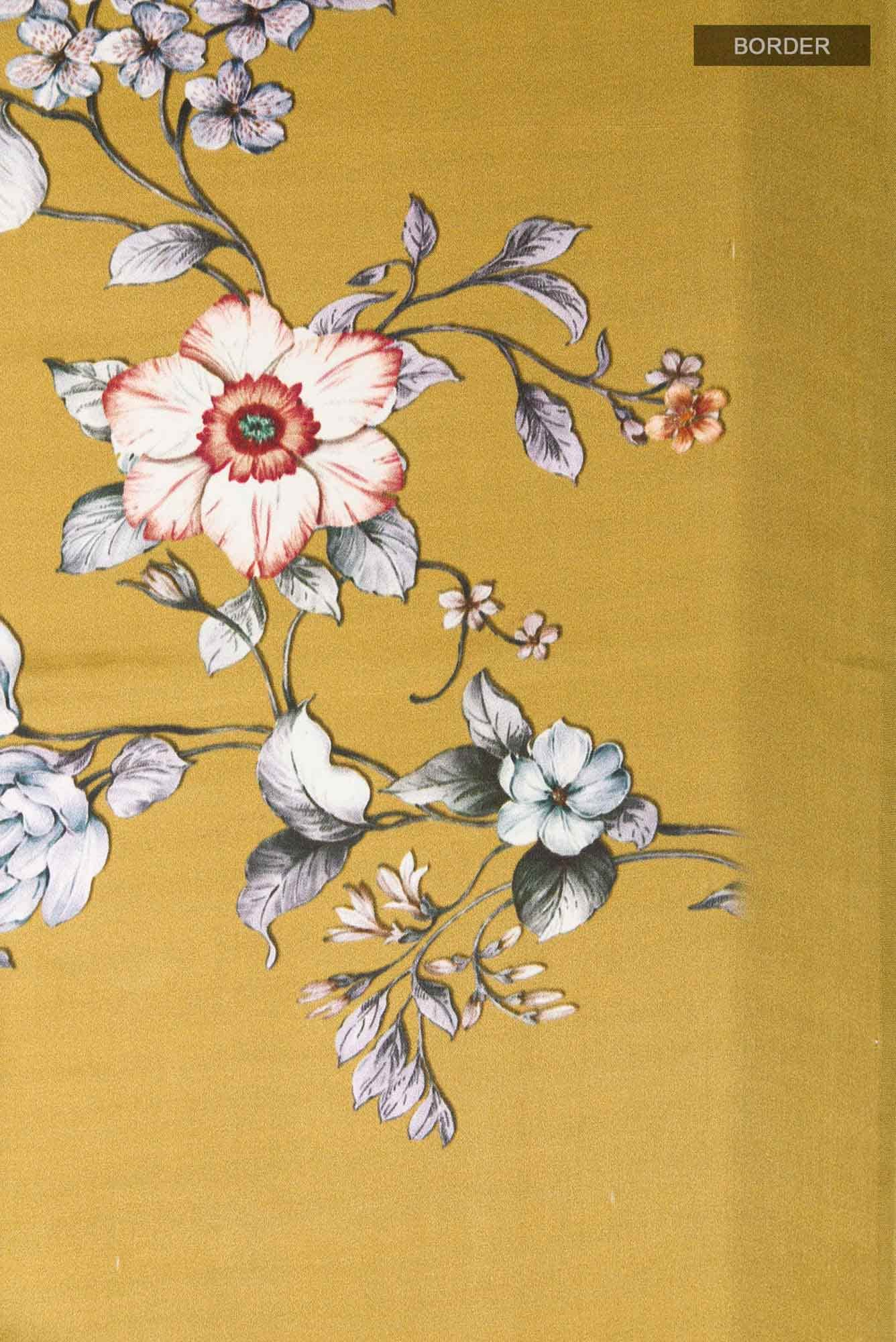 Golden Satin Silk Saree