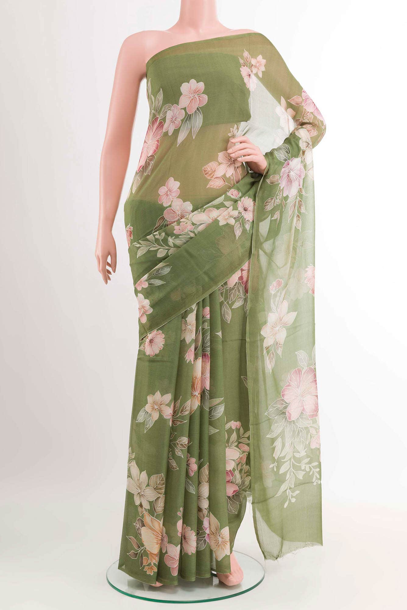 Green Chiffon Saree