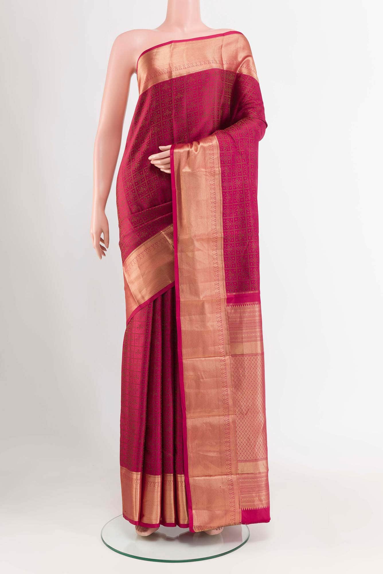 Dark Pink Kanchipuram Silk Saree