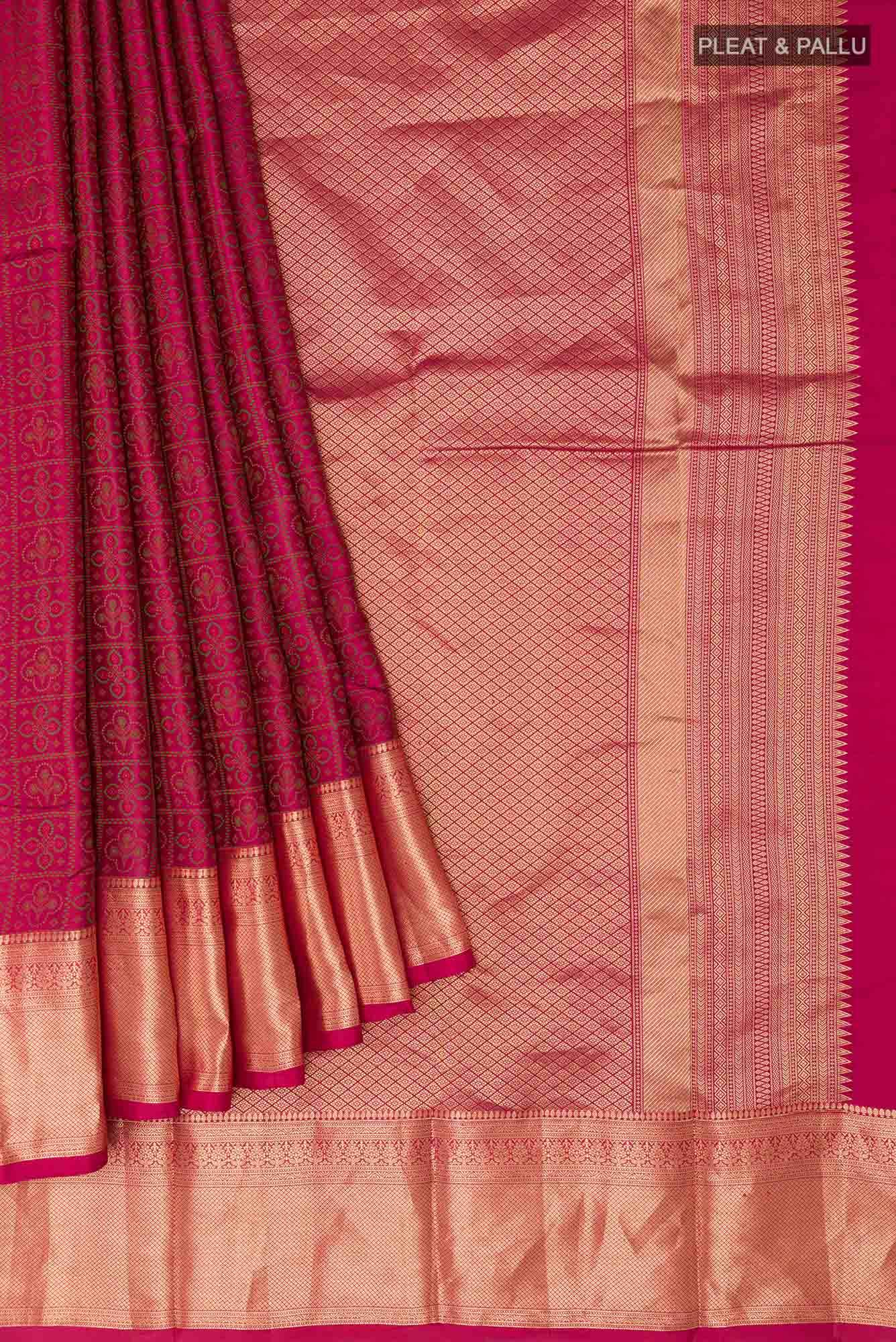 Dark Pink Kanchipuram Silk Saree