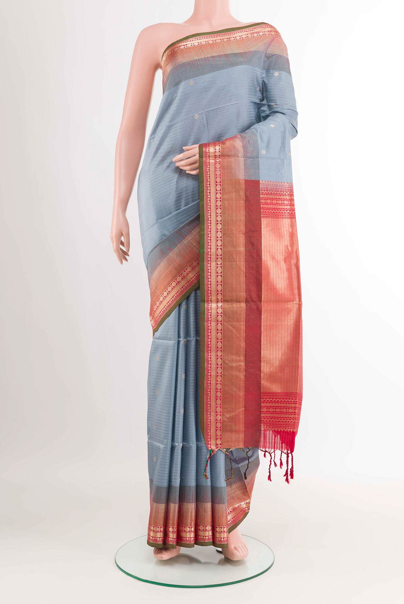 Blue Grey Soft Silk Saree