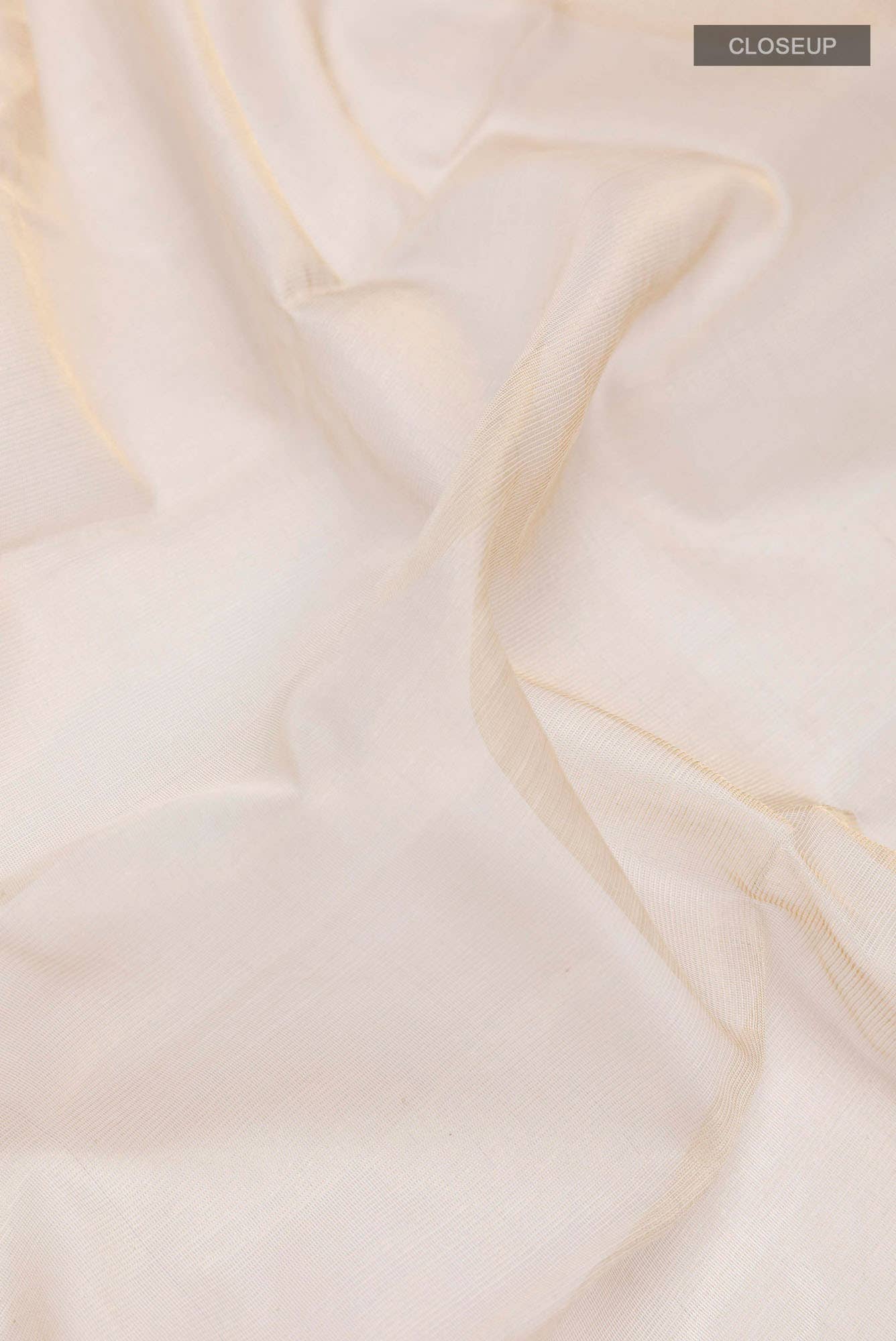 Off White Blended Chanderi Silk Cotton Saree