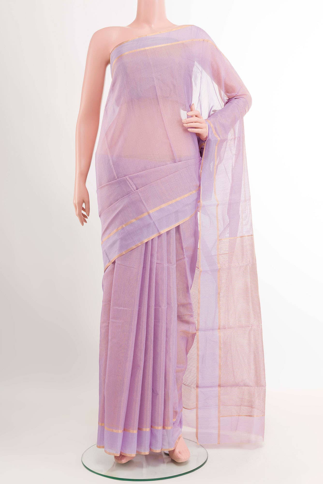Lavender Blended Chanderi Tissue Silk Cotton Saree