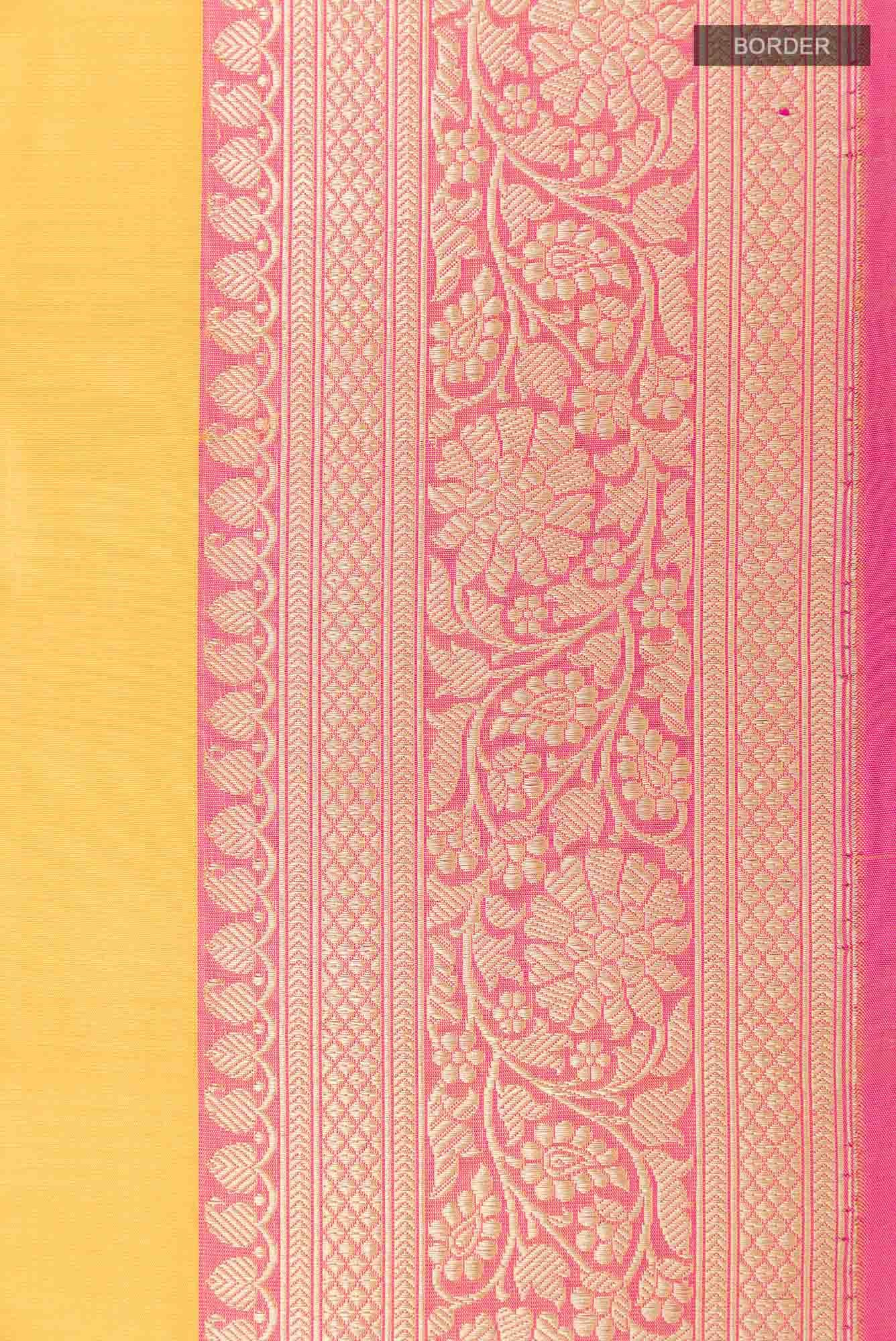 Yellow Banarasi Silk Saree