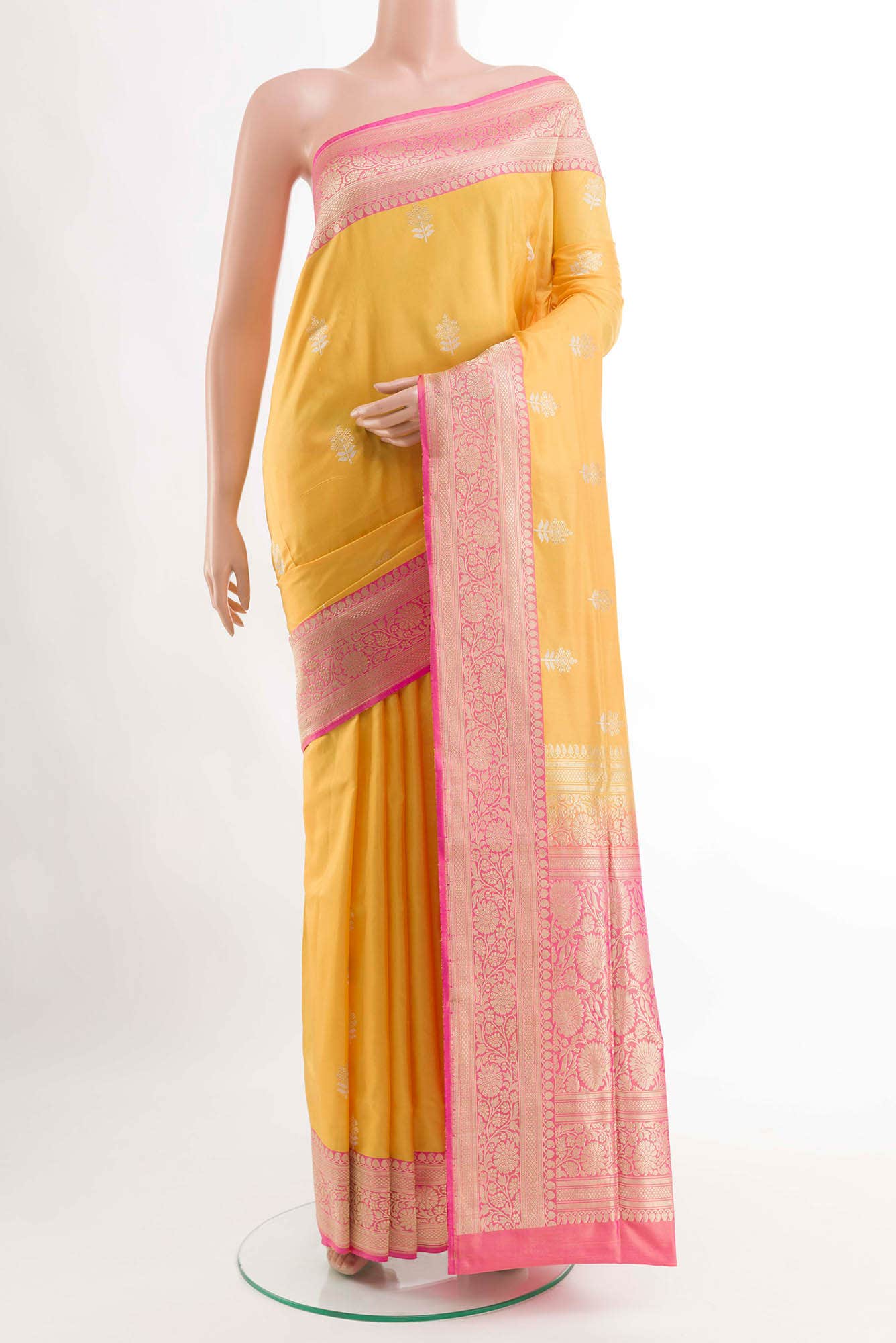 Yellow Banarasi Silk Saree