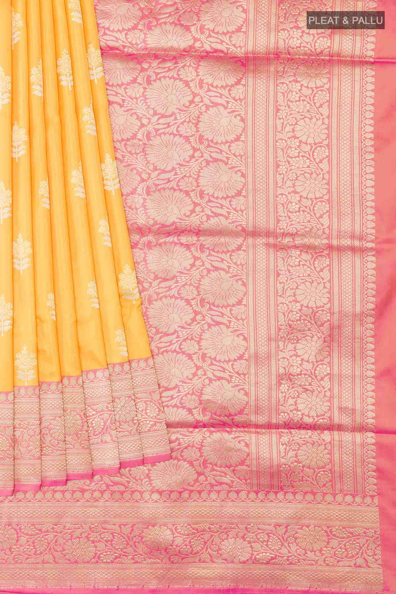 Yellow Banarasi Silk Saree