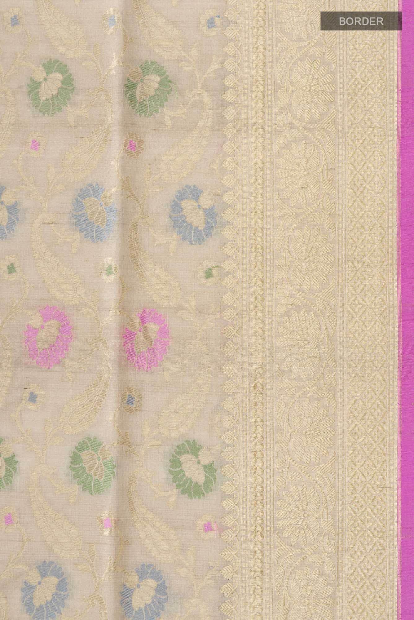 Beige Banarasi Silk Saree