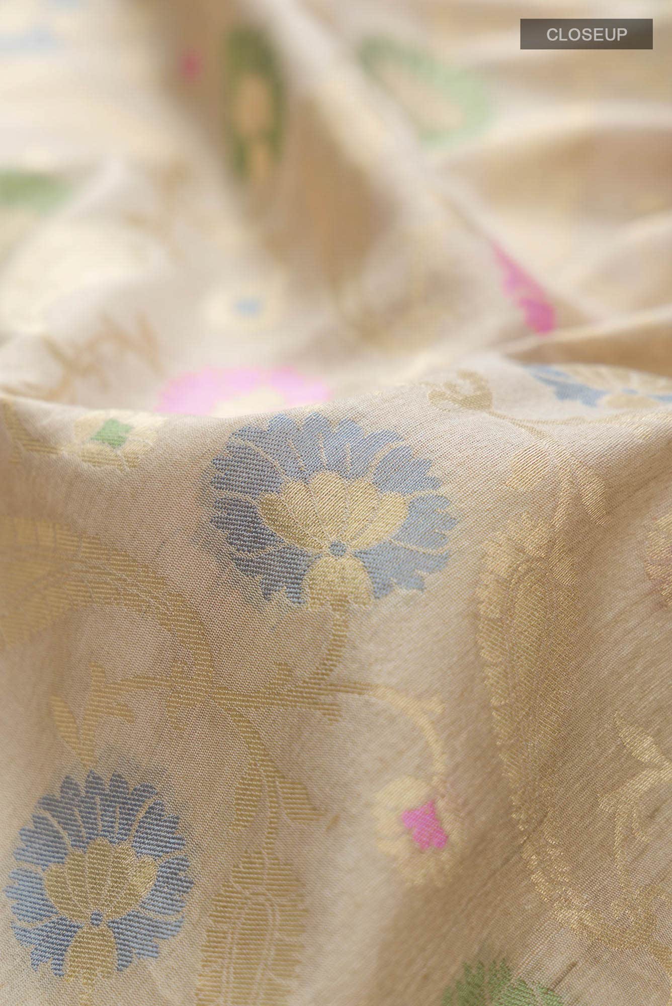 Beige Banarasi Silk Saree