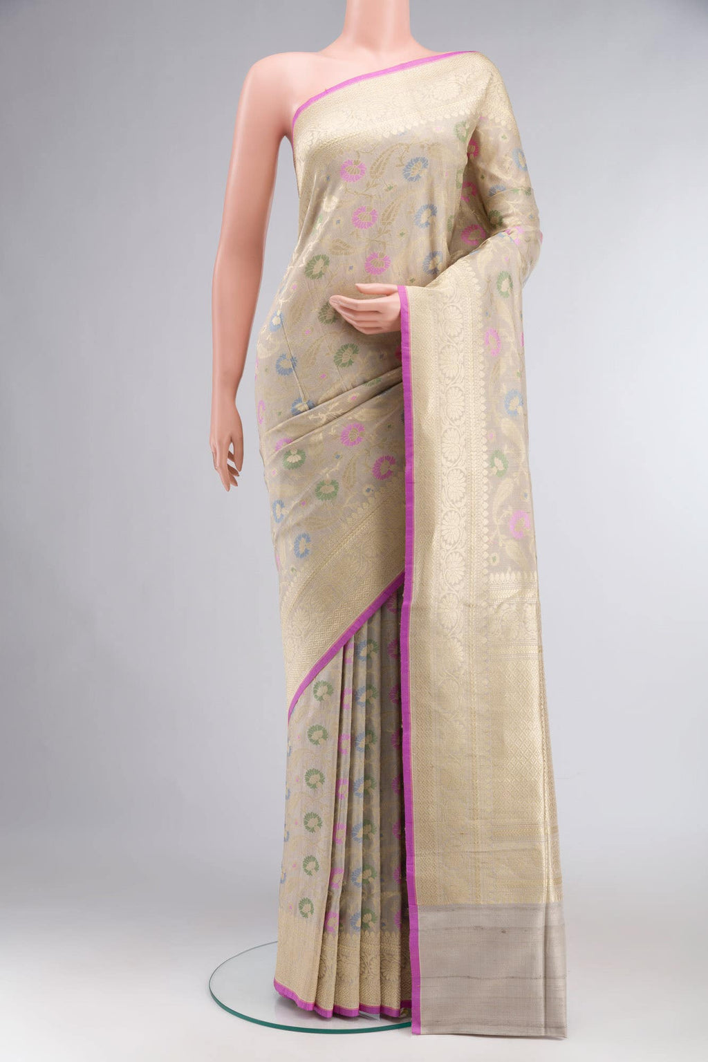 Beige Banarasi Silk Saree