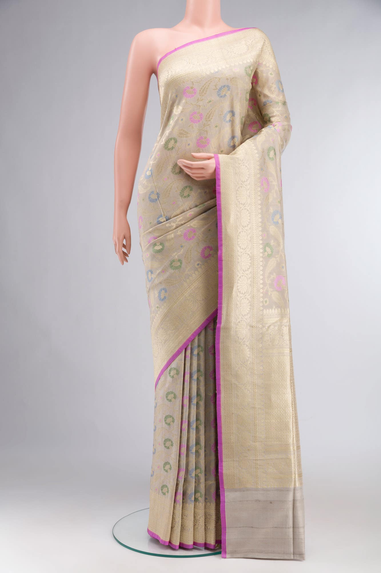 Beige Banarasi Silk Saree