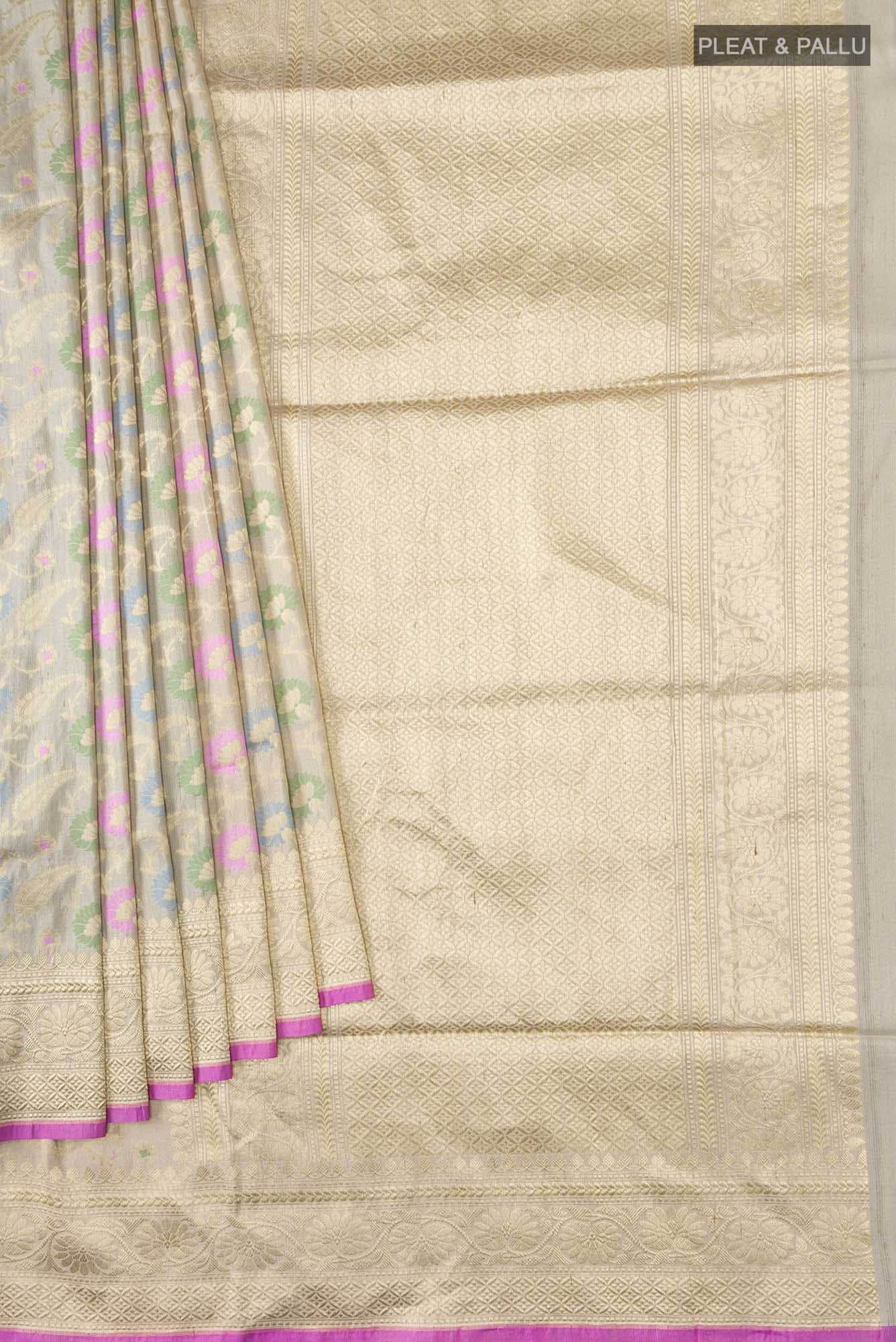 Beige Banarasi Silk Saree