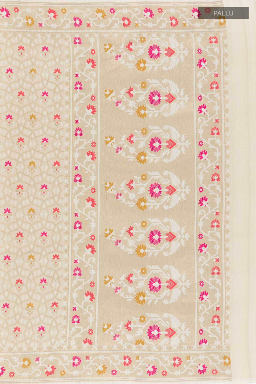 Off White Banarasi Tussar Silk Saree