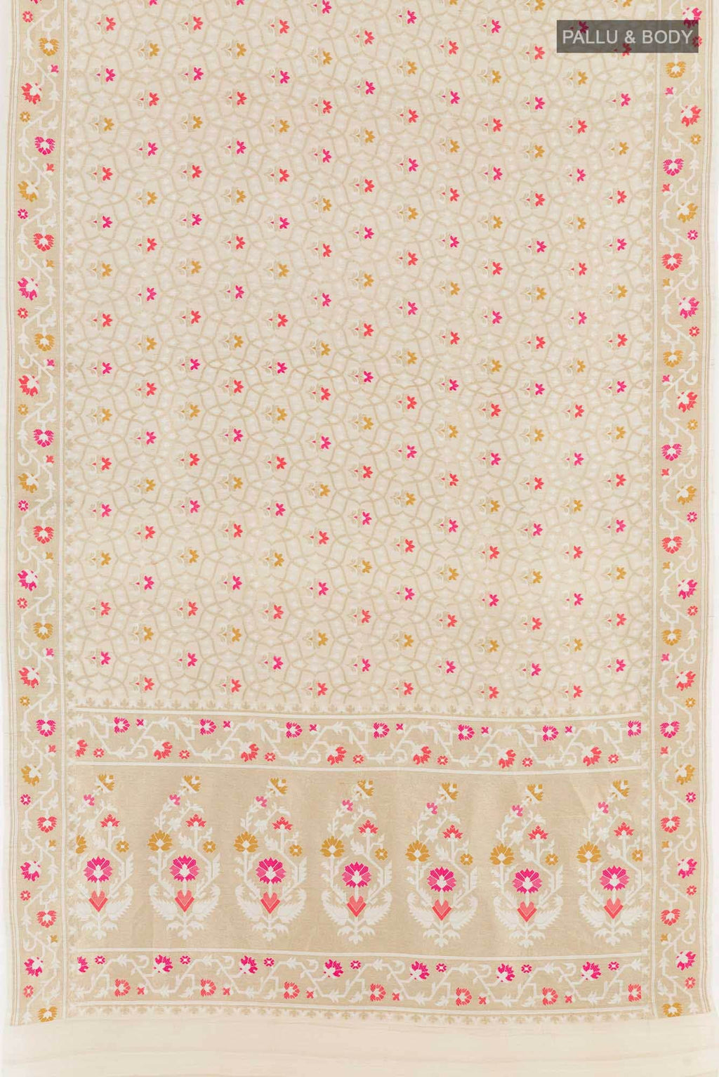 Off White Banarasi Tussar Silk Saree