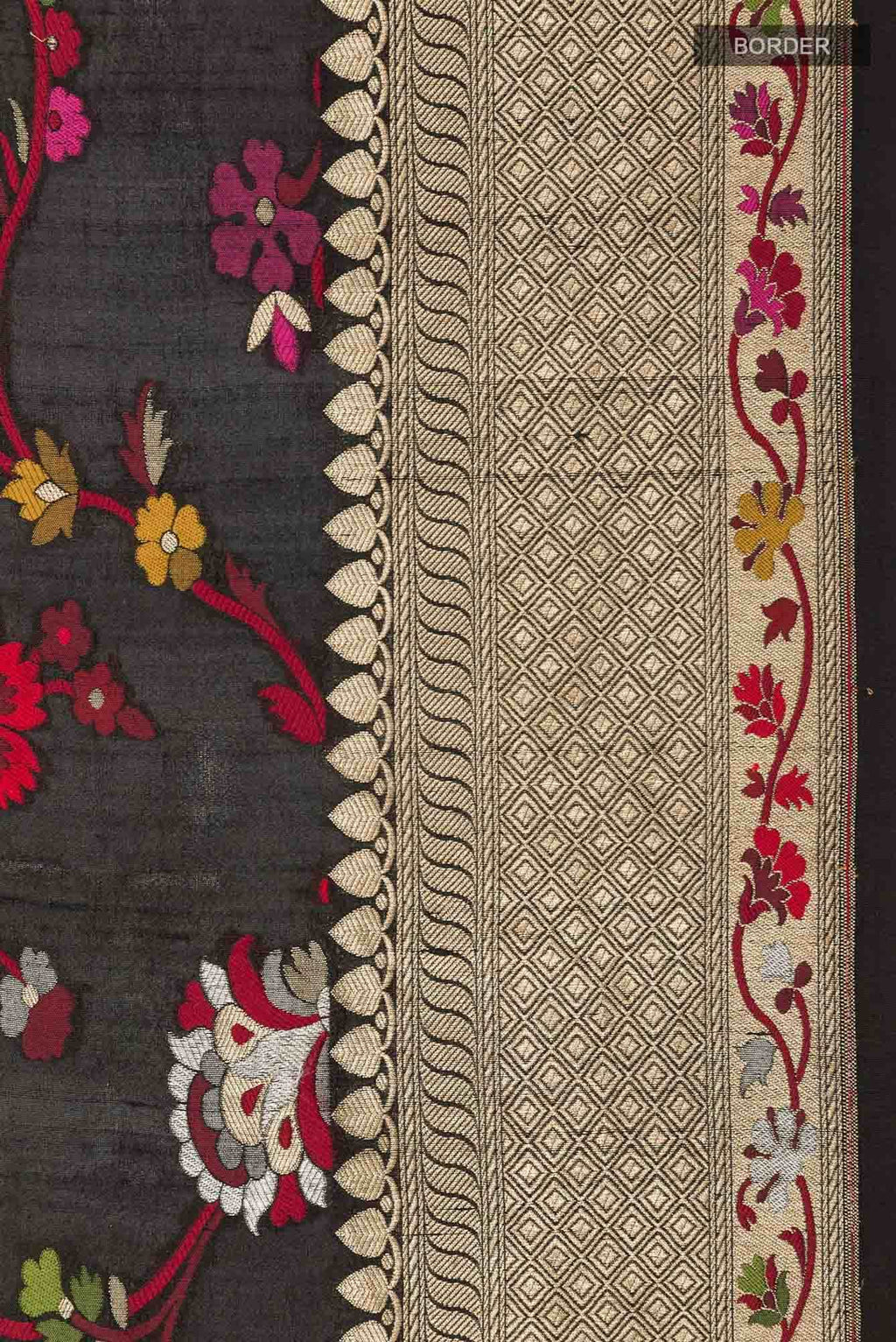 Black Banarasi Tussar Silk Saree