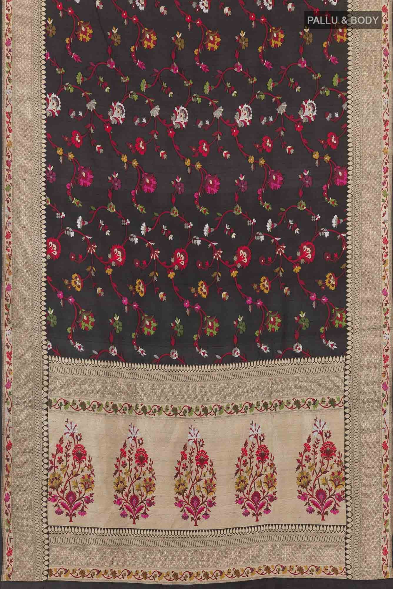 Black Banarasi Tussar Silk Saree