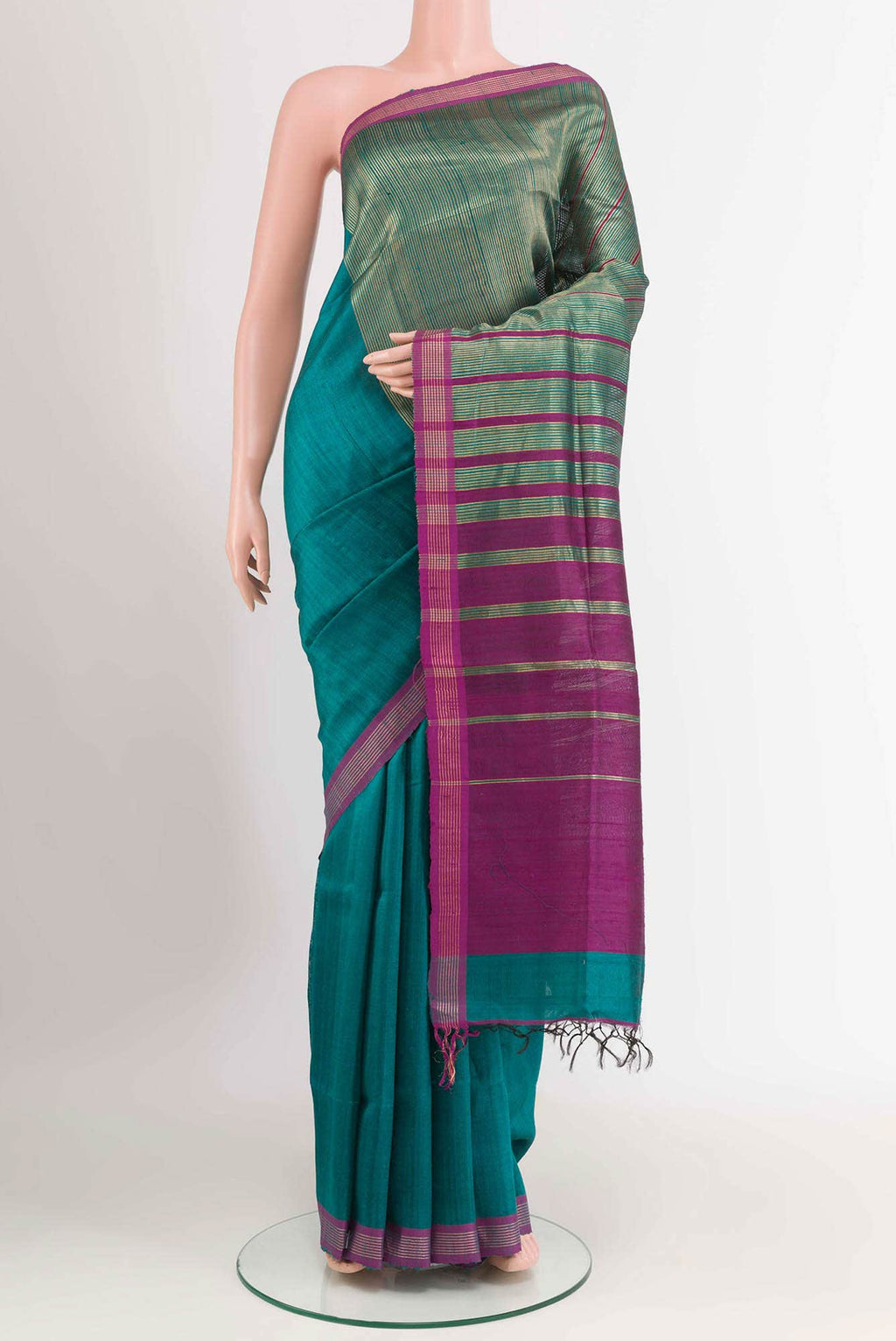 Blue Tussar Saree