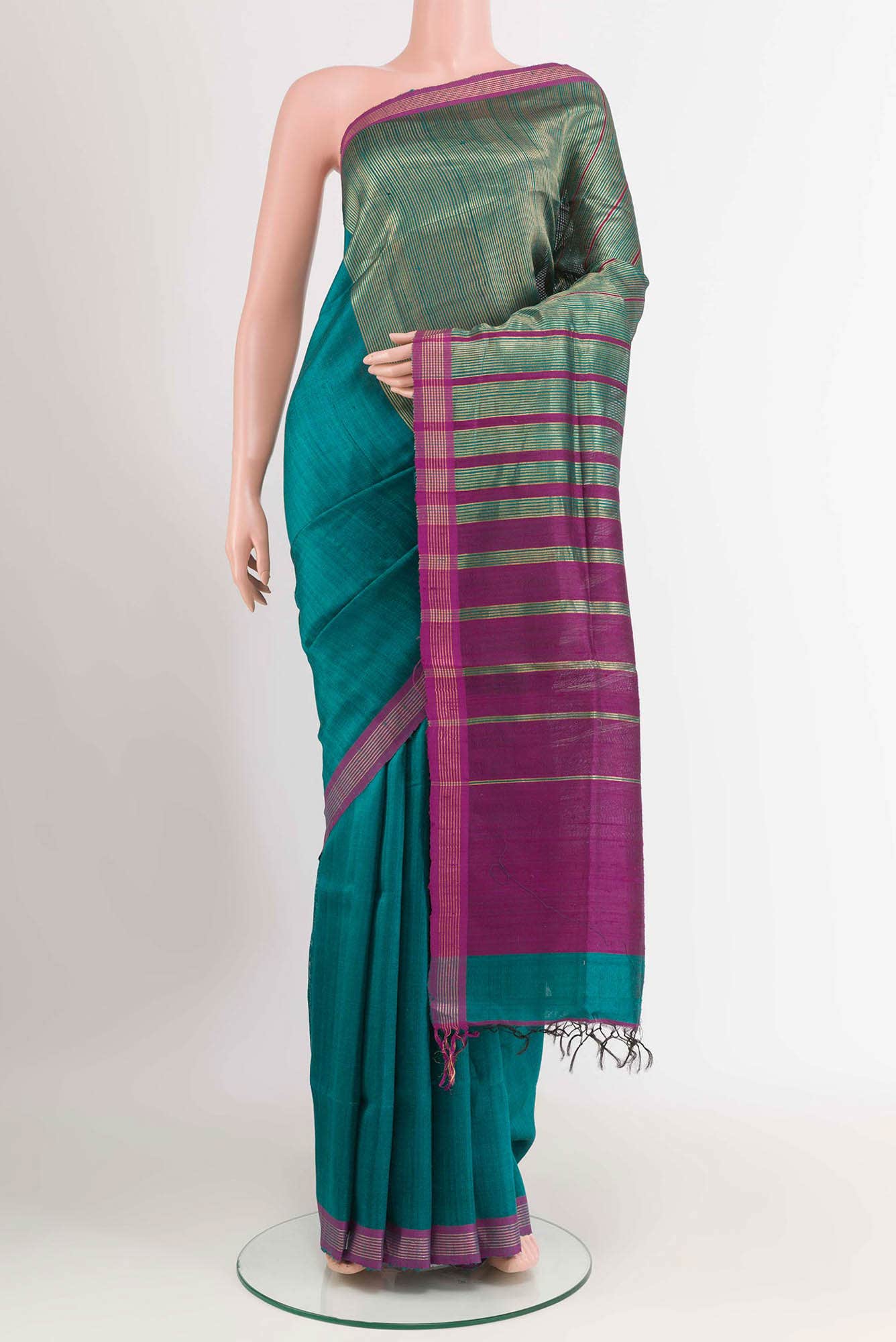 Blue Tussar Saree