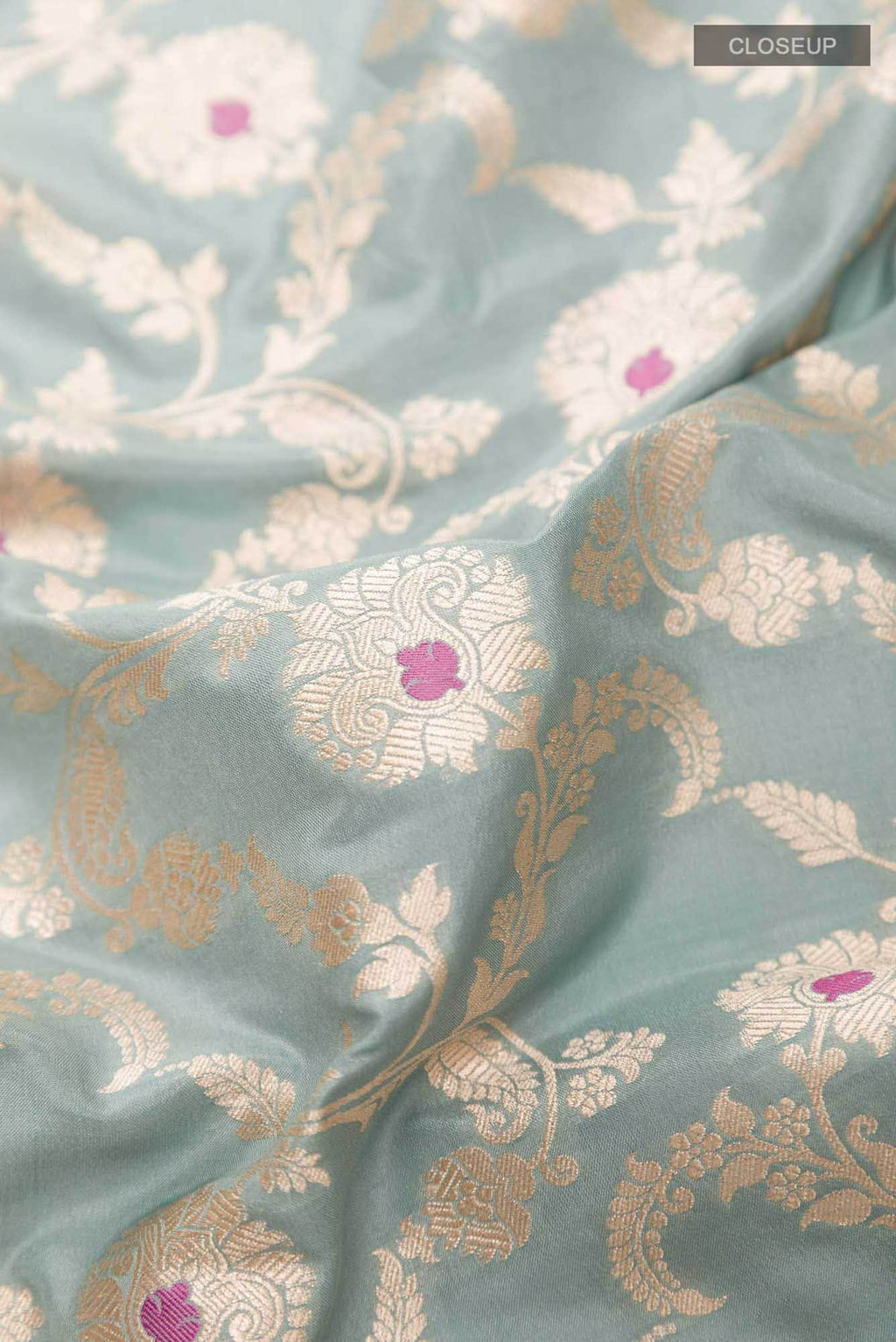 Blue Grey Banarasi Silk Saree