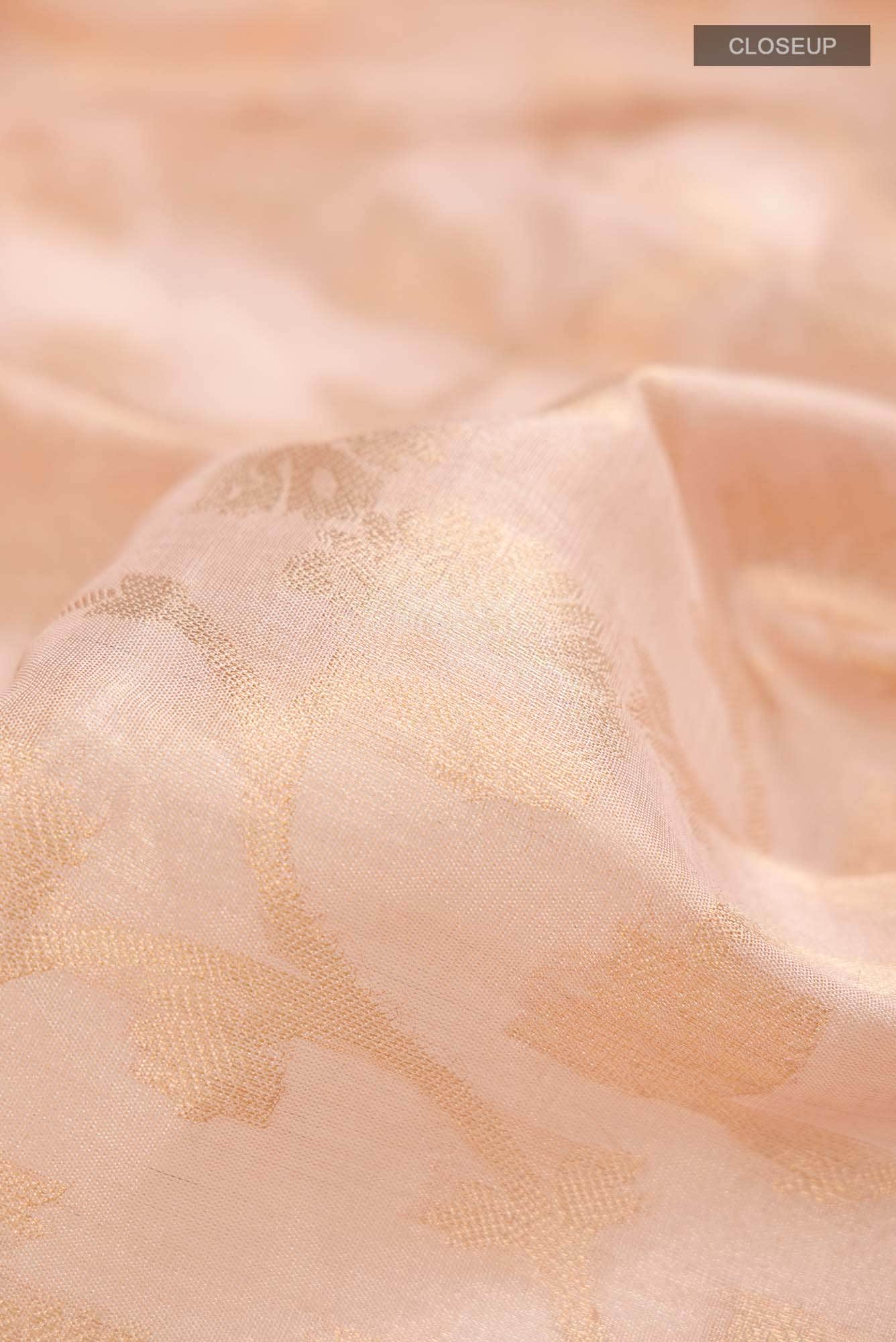Rose Gold Banarasi Silk Cotton Saree