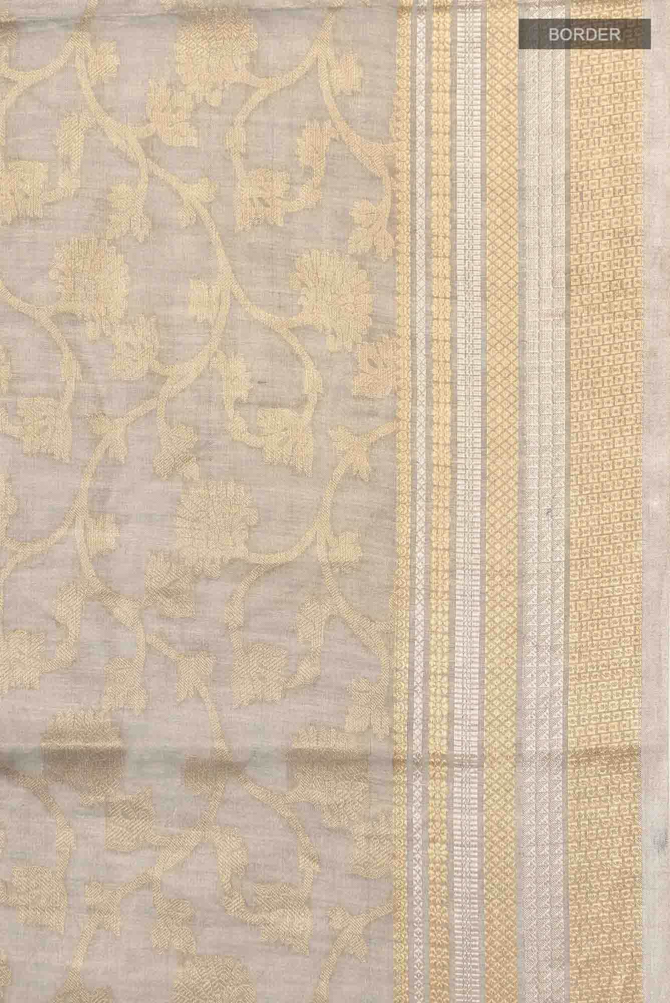 Grey Banarasi Silk Cotton Saree
