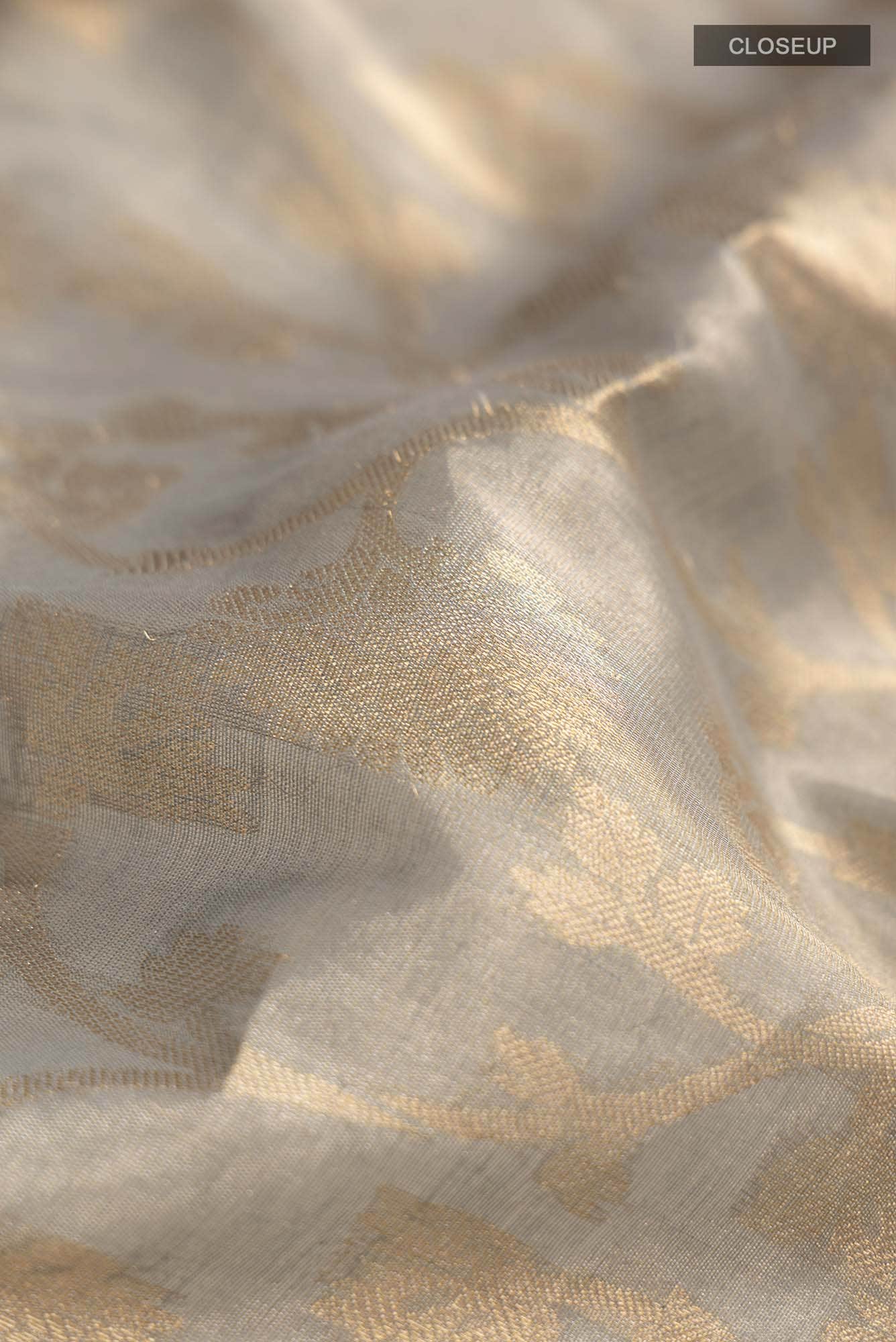 Grey Banarasi Silk Cotton Saree