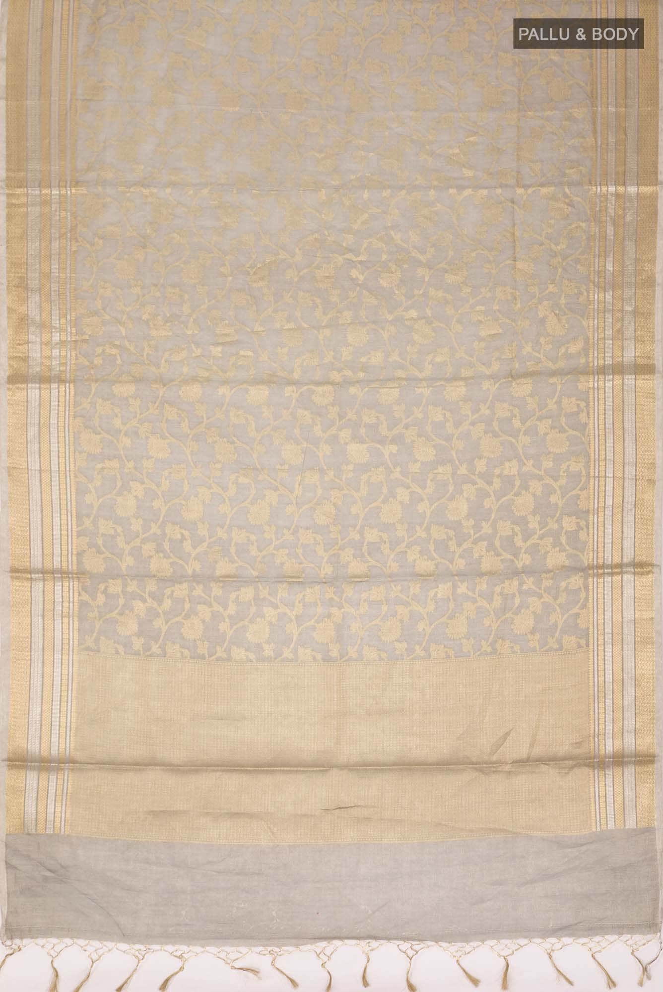 Grey Banarasi Silk Cotton Saree