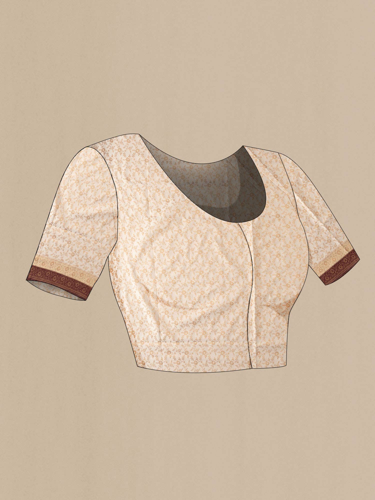 Beige Banarasi Tanchoi Silk Saree