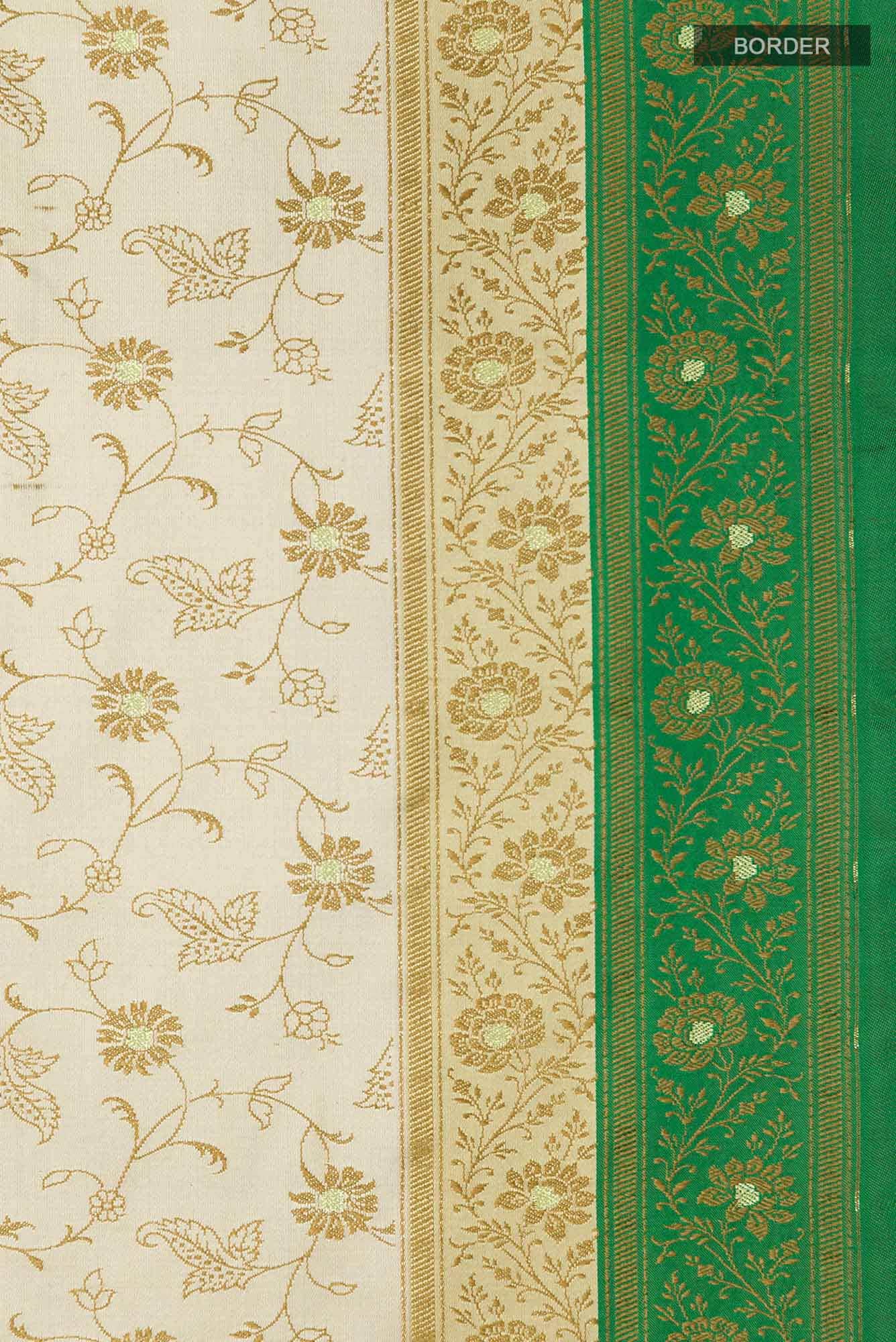 Beige Banarasi Tanchoi Silk Saree
