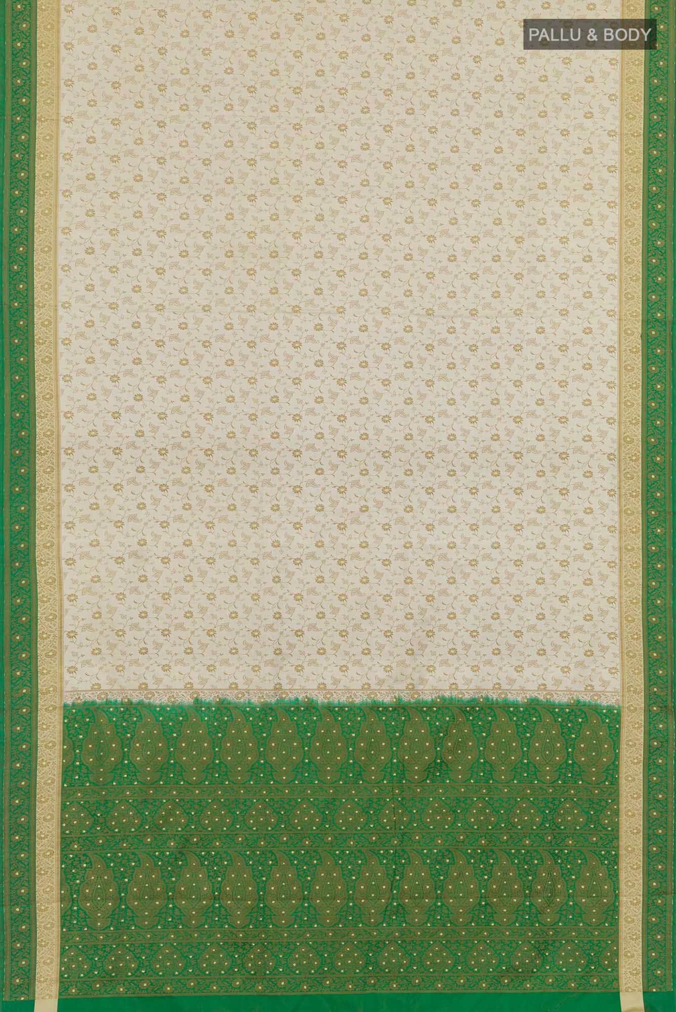 Beige Banarasi Tanchoi Silk Saree