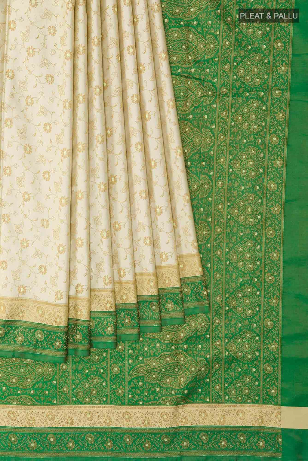 Beige Banarasi Tanchoi Silk Saree