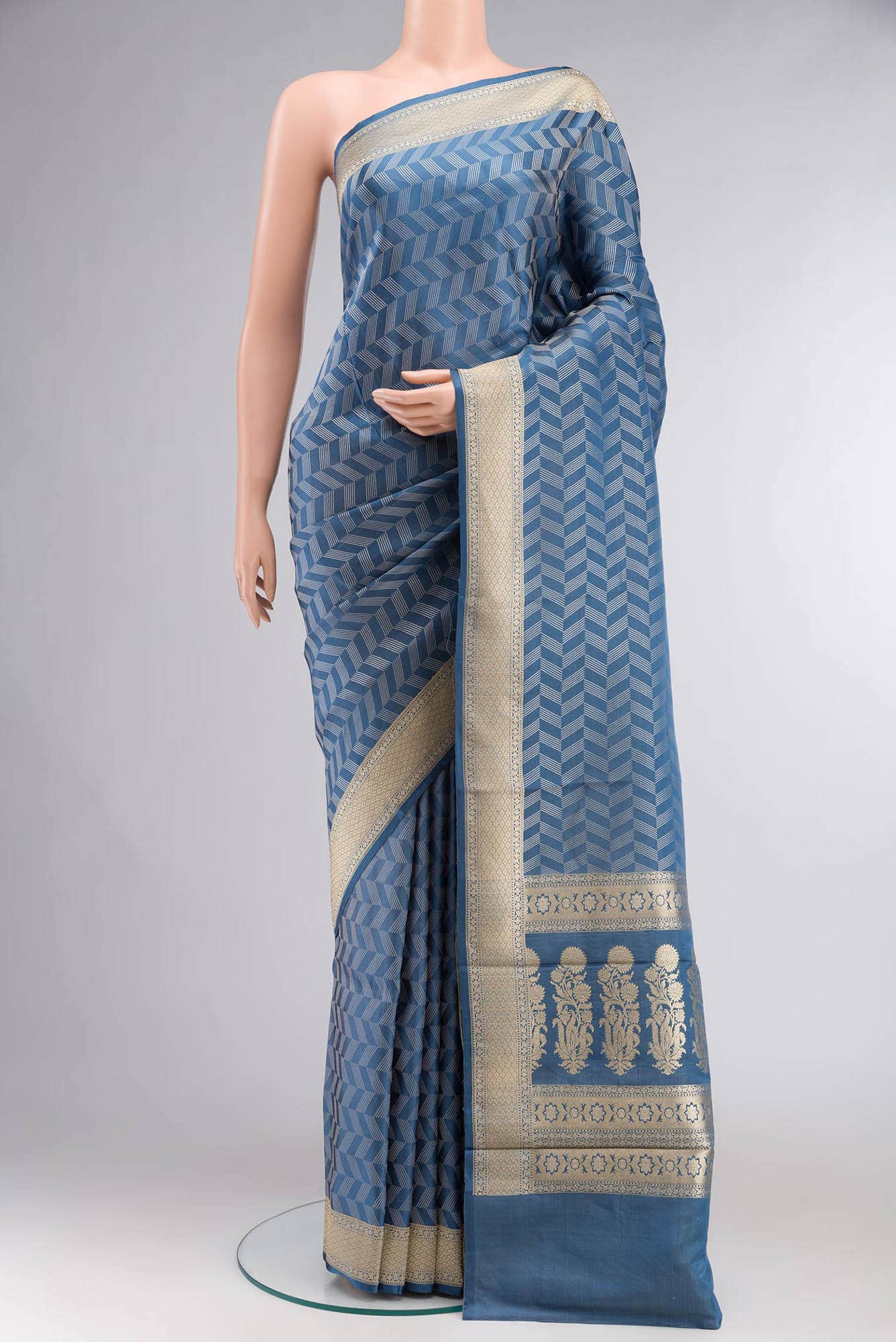 Blue Banarasi Tanchoi Silk Saree