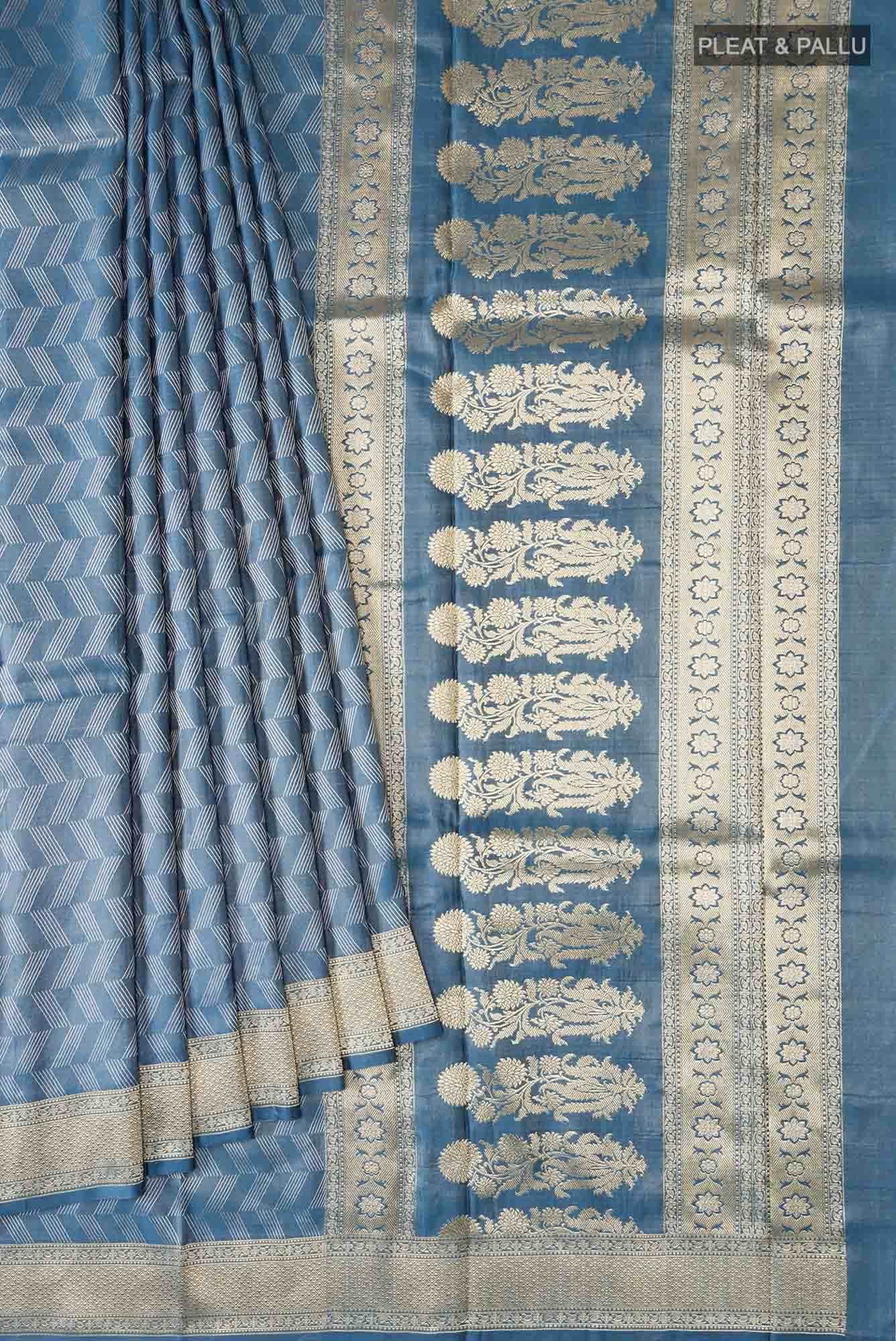 Blue Banarasi Tanchoi Silk Saree