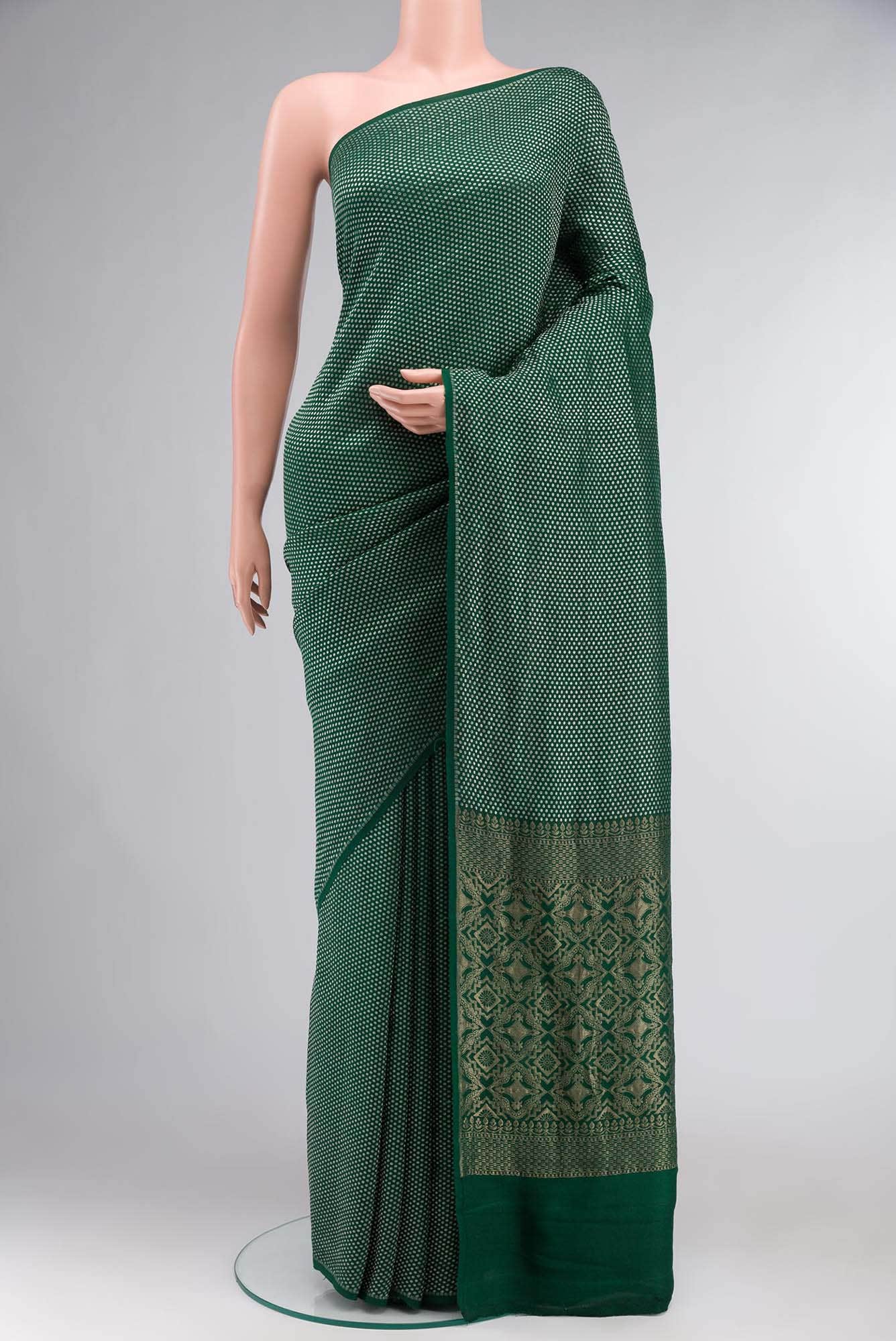 Green Banarasi Tussar Georgette Saree