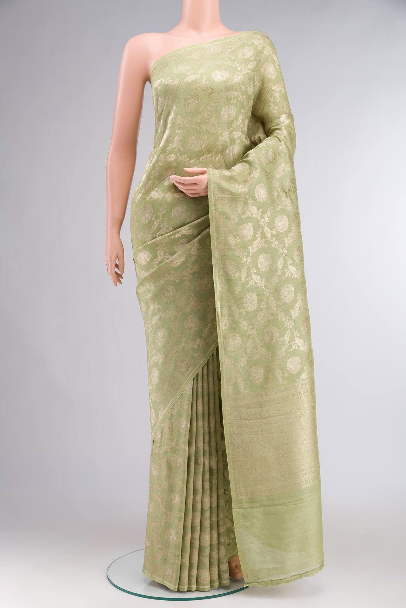 Green Banarasi Tussar Georgette Saree