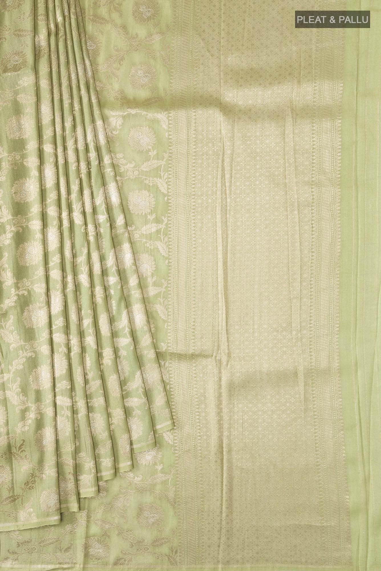 Green Banarasi Tussar Georgette Saree