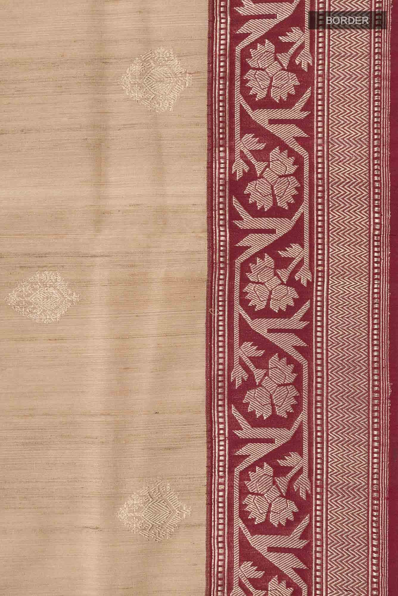Beige Banarasi Tussar Silk Saree