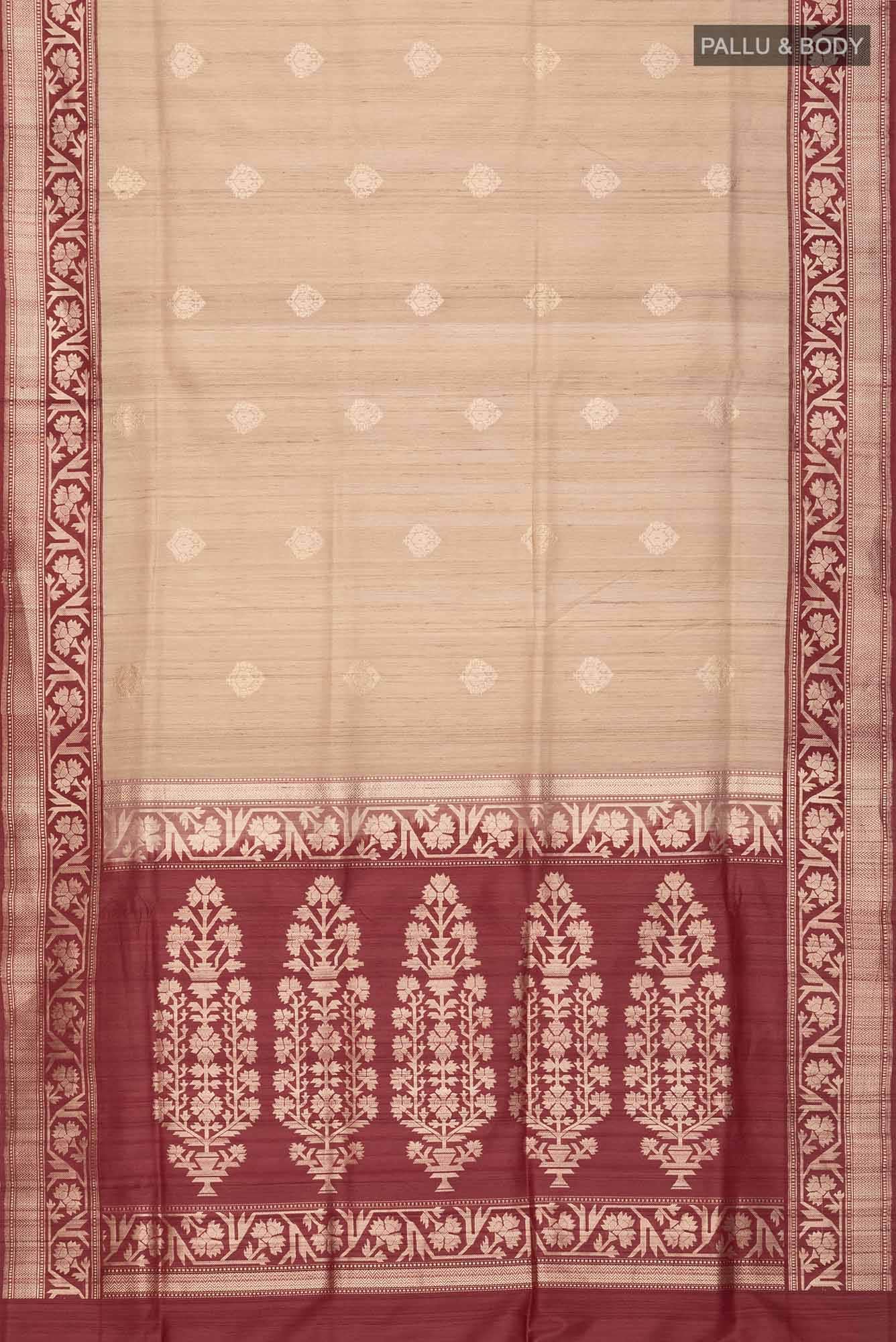 Beige Banarasi Tussar Silk Saree