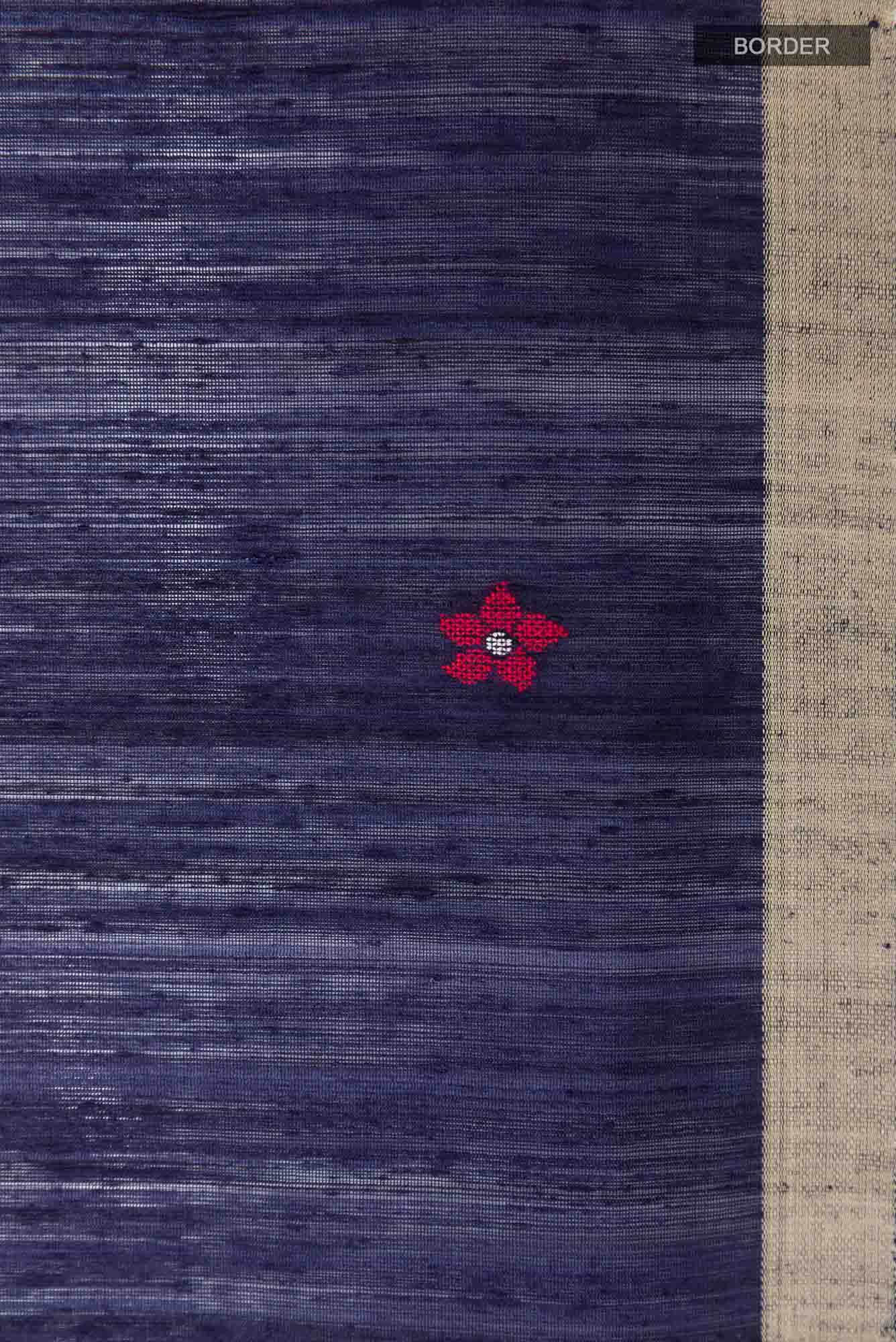 Dark Blue Raw Silk Saree