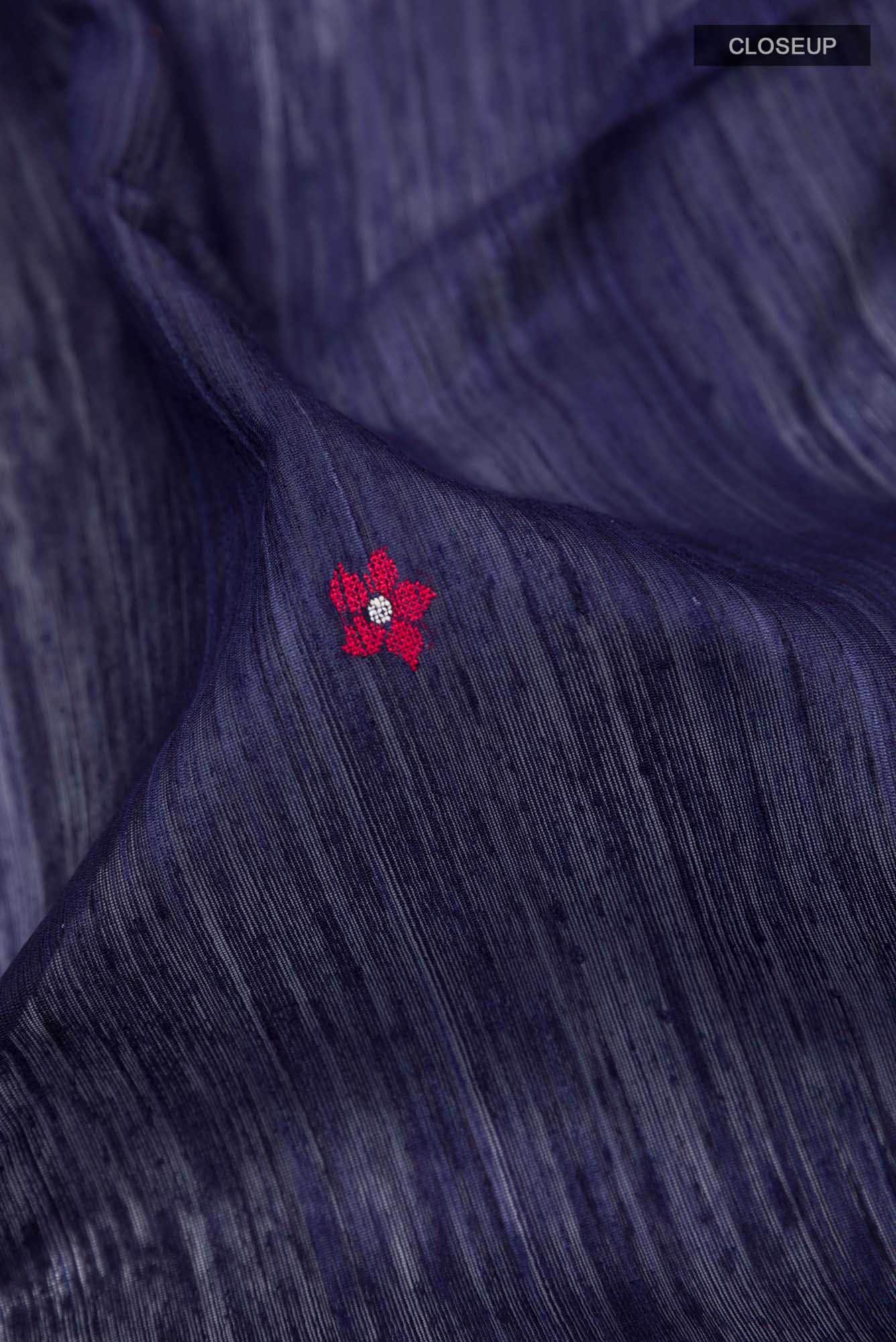 Dark Blue Raw Silk Saree