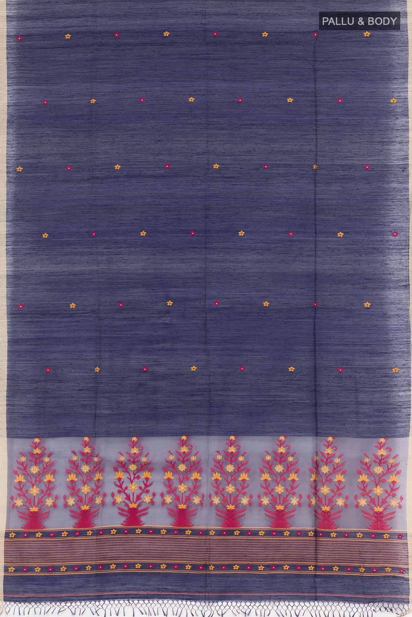 Dark Blue Raw Silk Saree