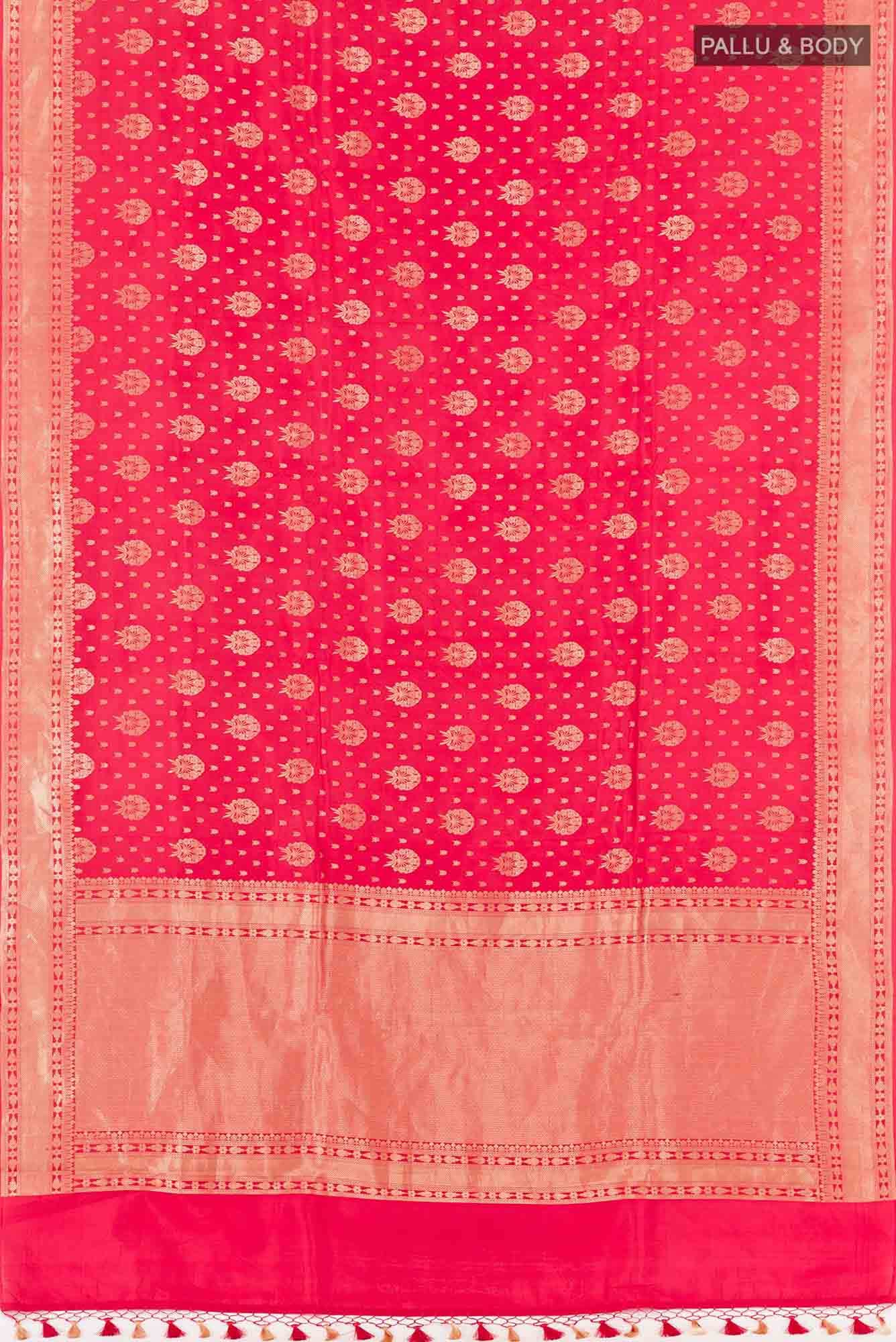 Red Banarasi Kora Silk Saree