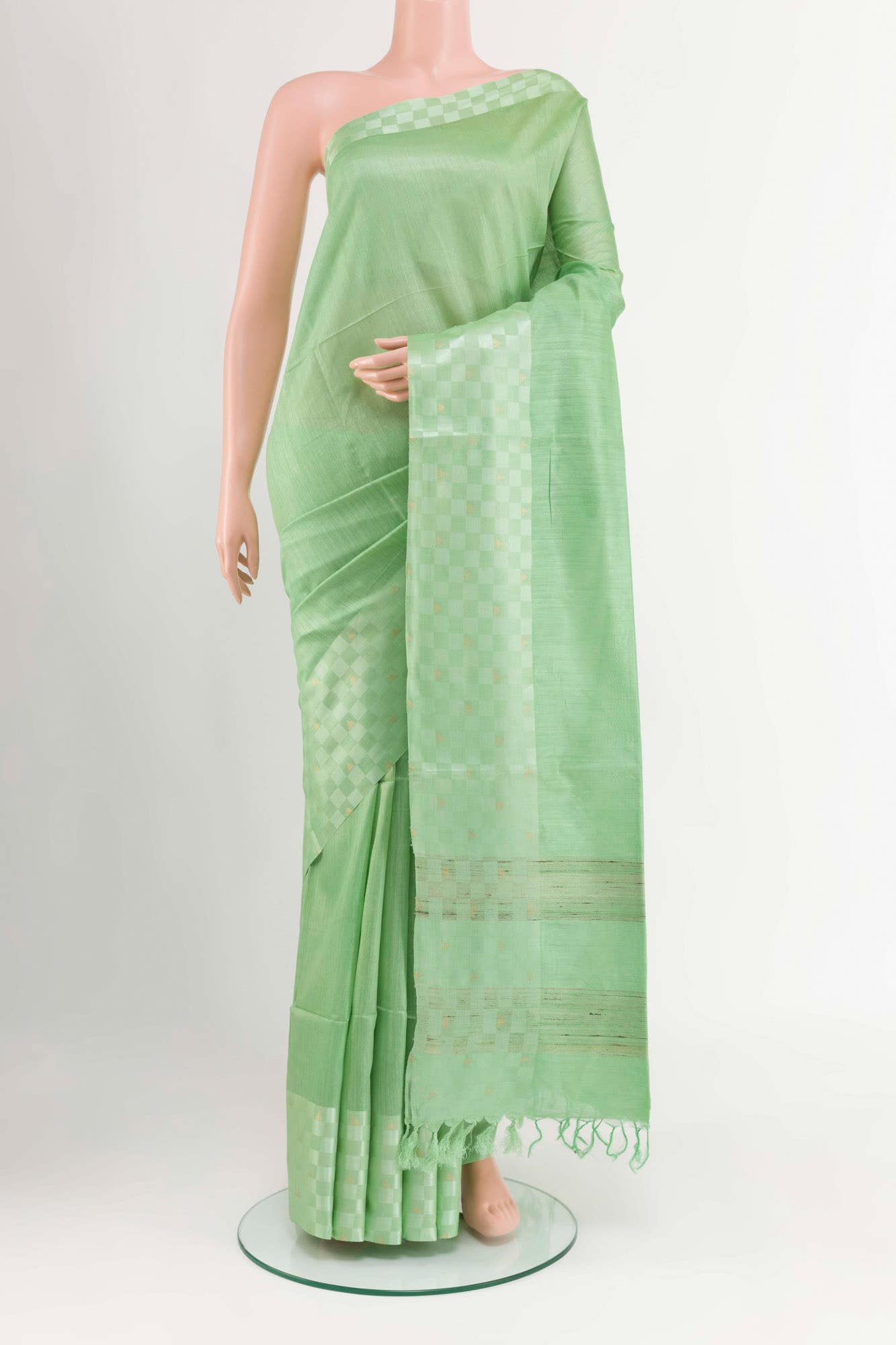 Pista Green Tussar Saree