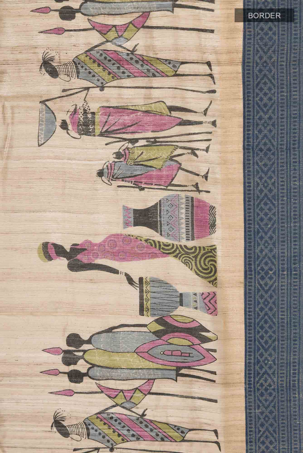 Beige Bhagalpuri Tussar Silk Saree