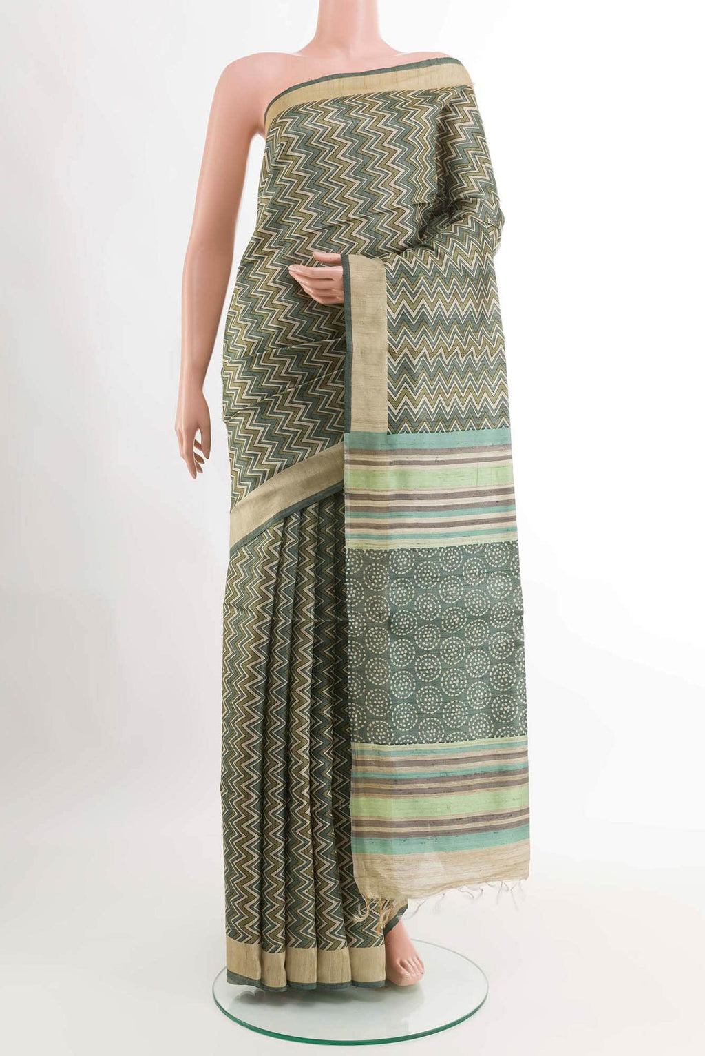 Green Tussar Saree