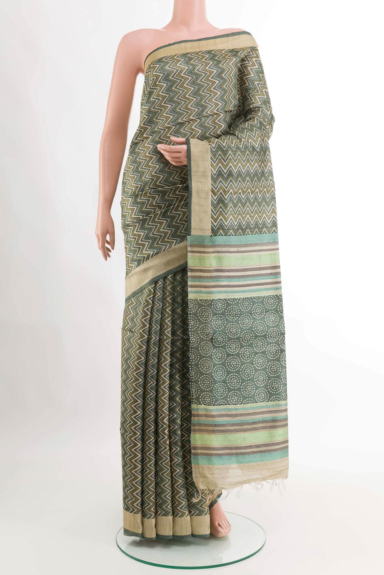 Green Tussar Saree