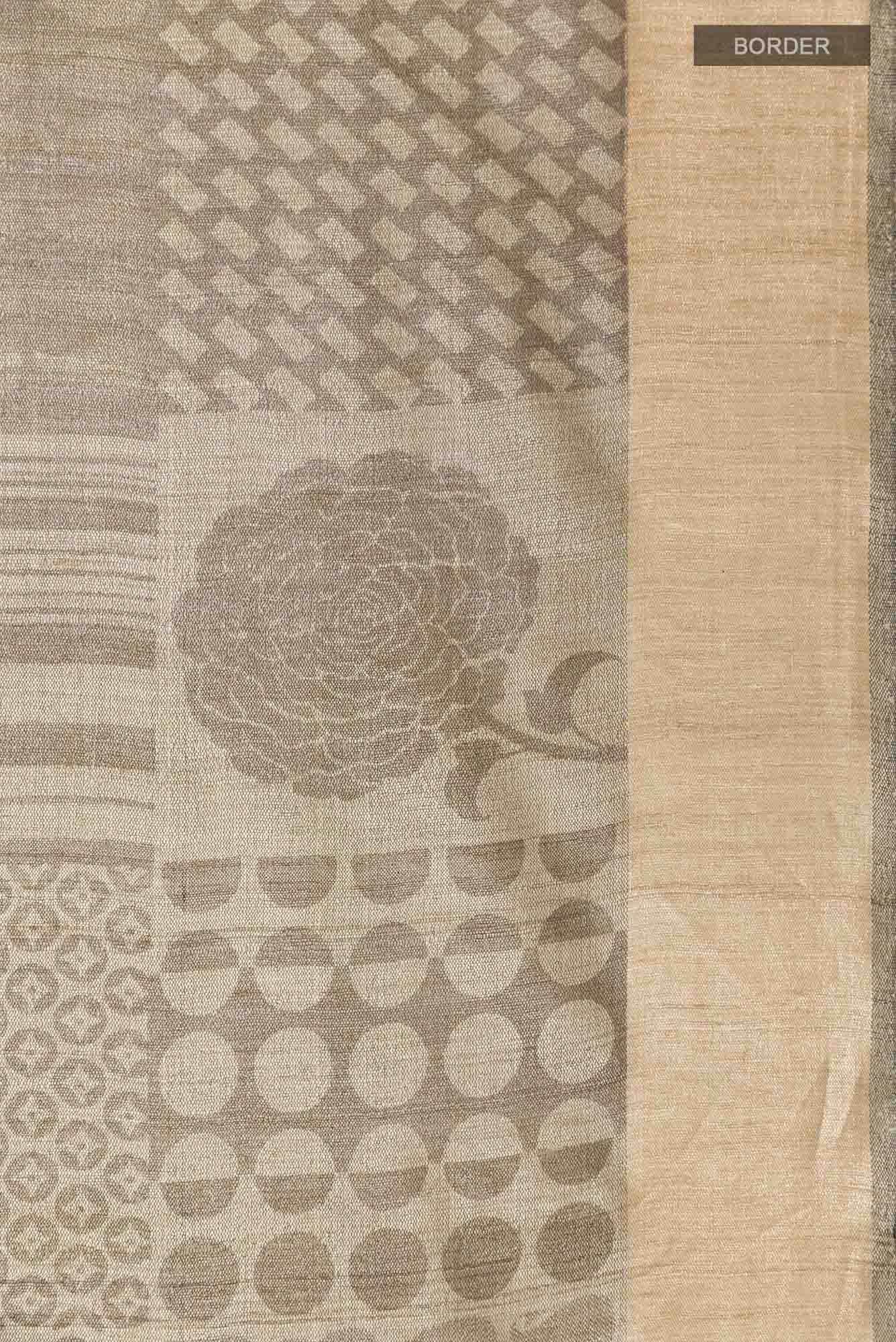 Beige Tussar Saree