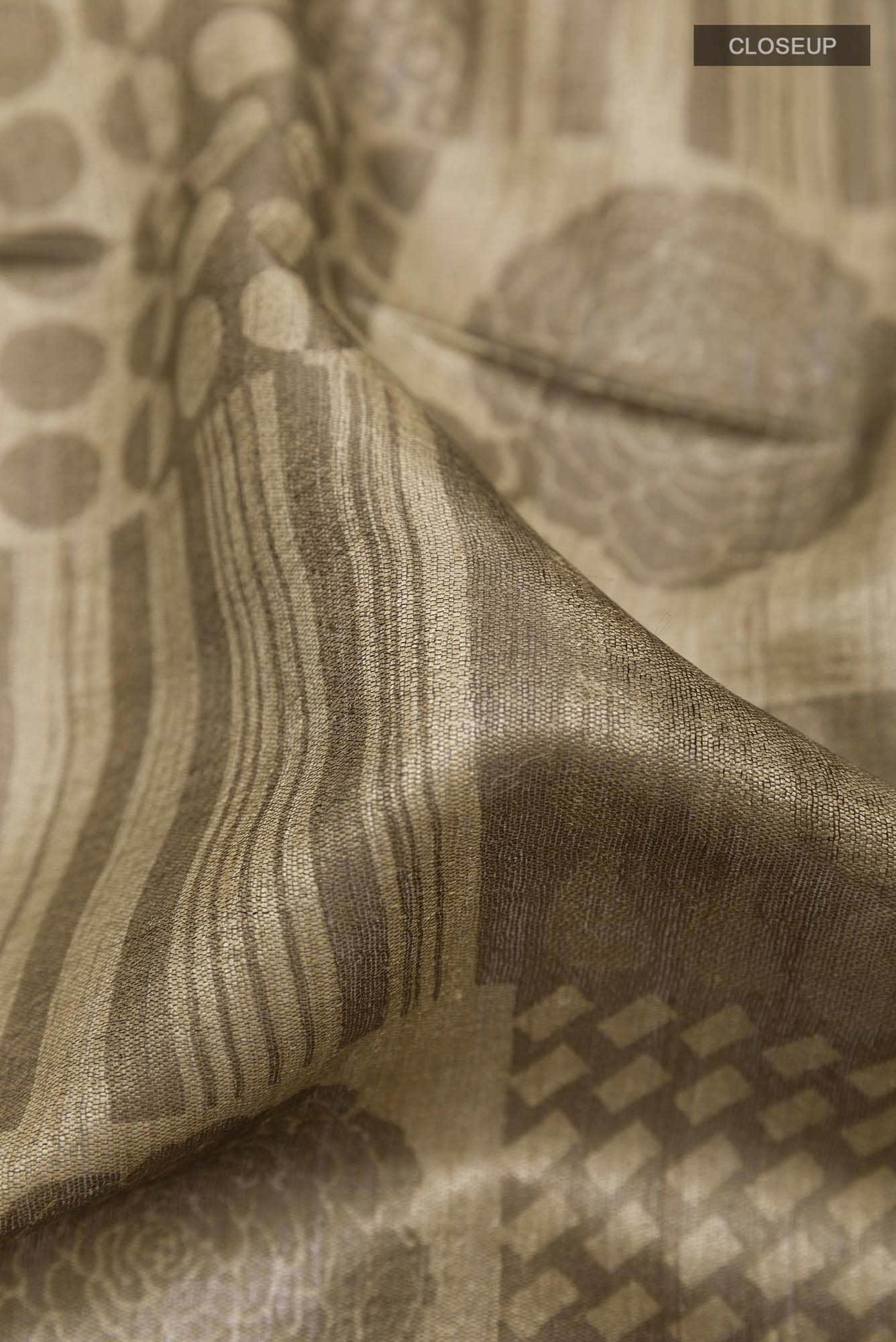 Beige Tussar Saree