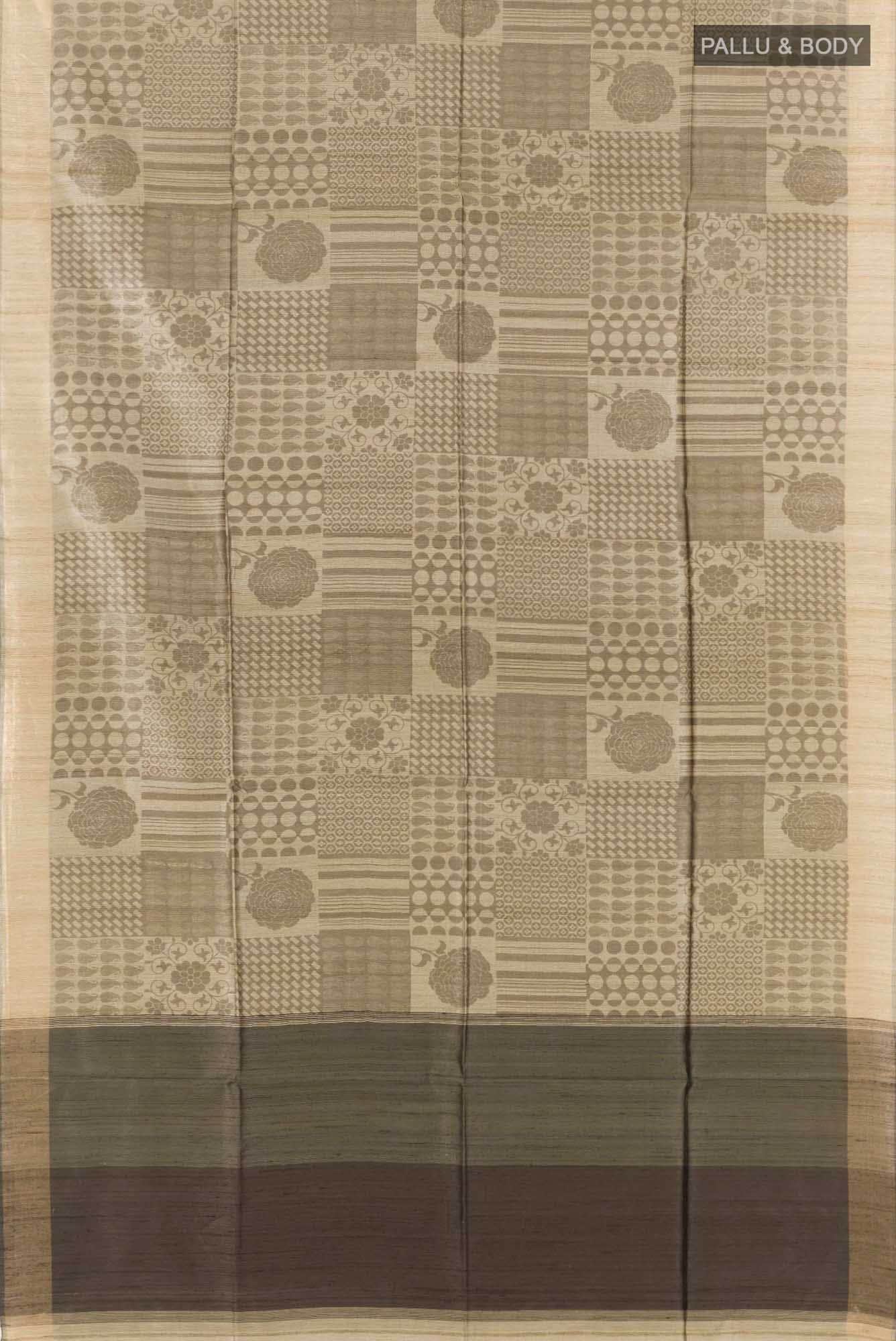 Beige Tussar Saree