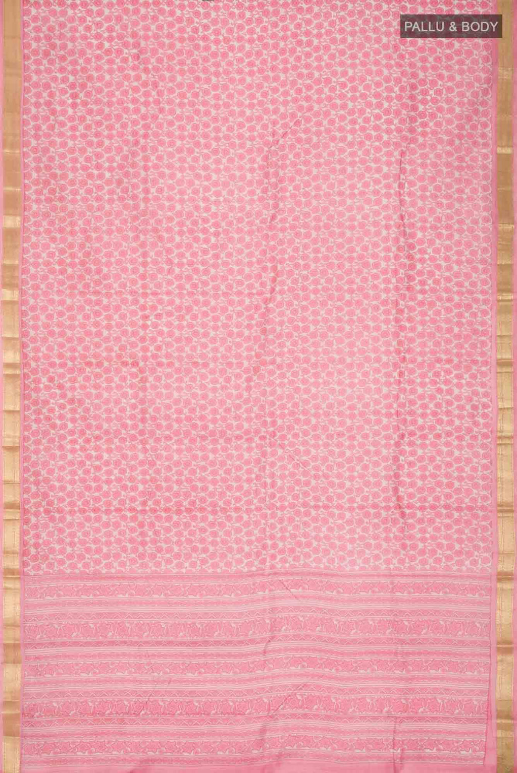 Beige Printed Silk Saree